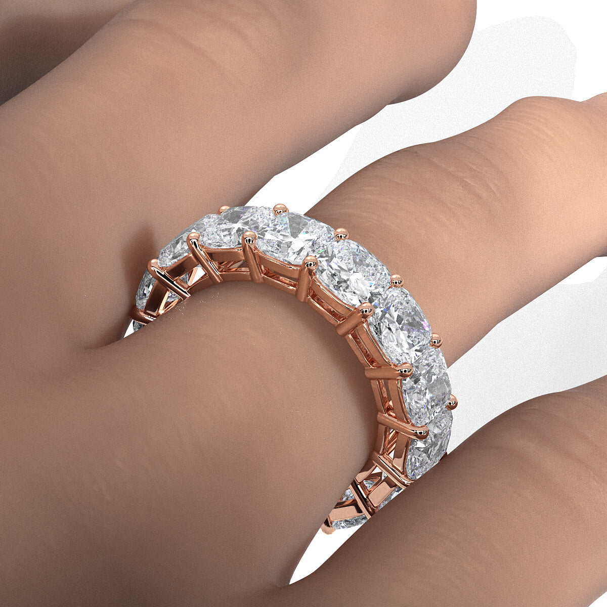 Cushion Lab Diamond Shared Prong Women's Eternity Wedding Band 5 mm 10.5ctw.