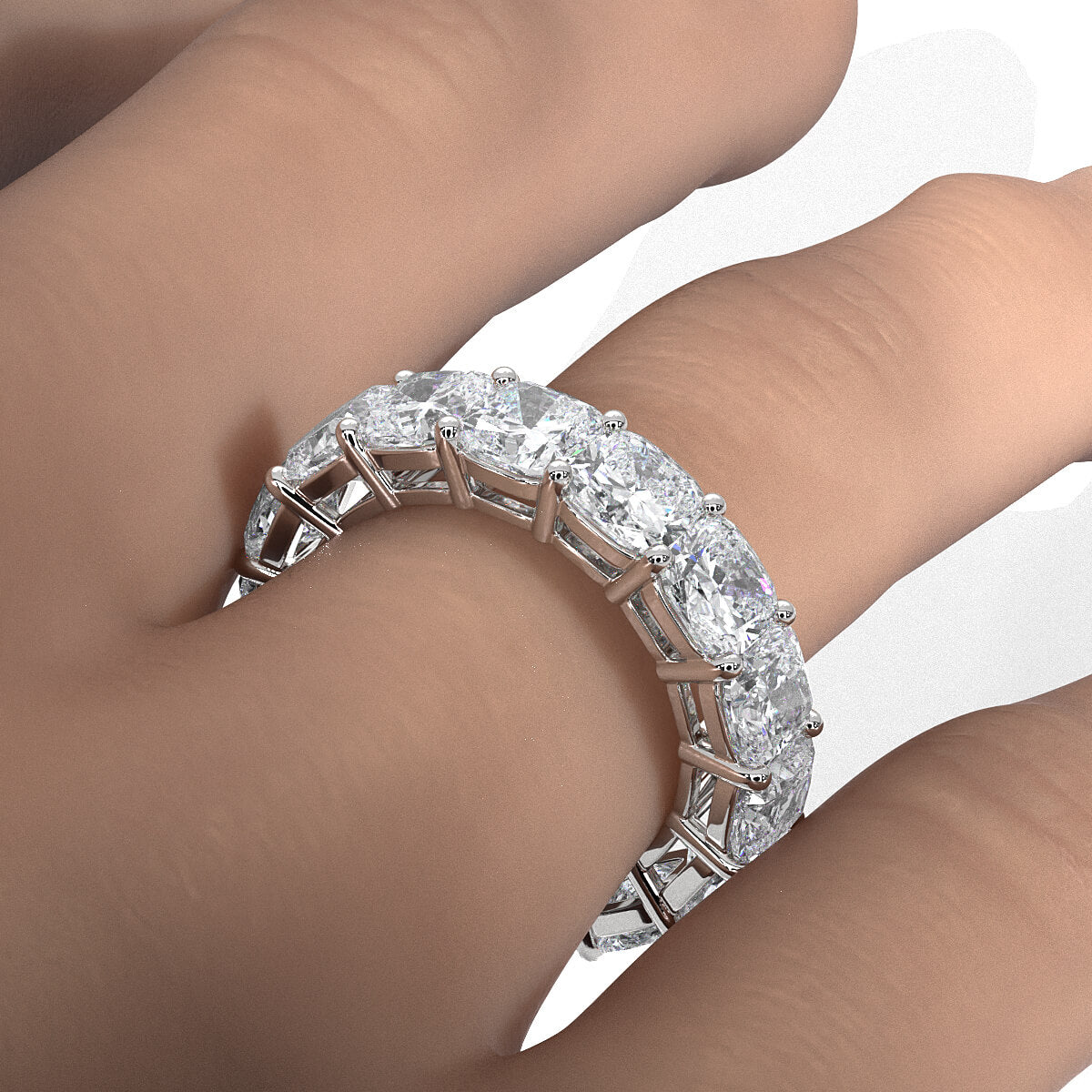 Cushion Lab Diamond Shared Prong Women's Eternity Wedding Band 5 mm 10.5ctw.