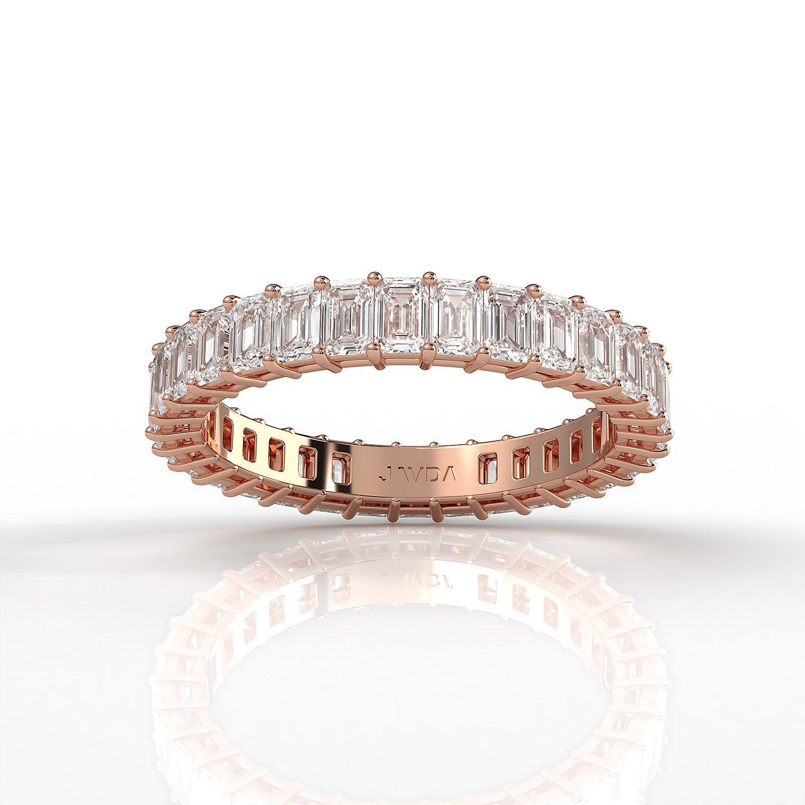 Emerald Lab Diamond Shared Prong Women's Eternity Wedding Band 3mm 2.35ctw.