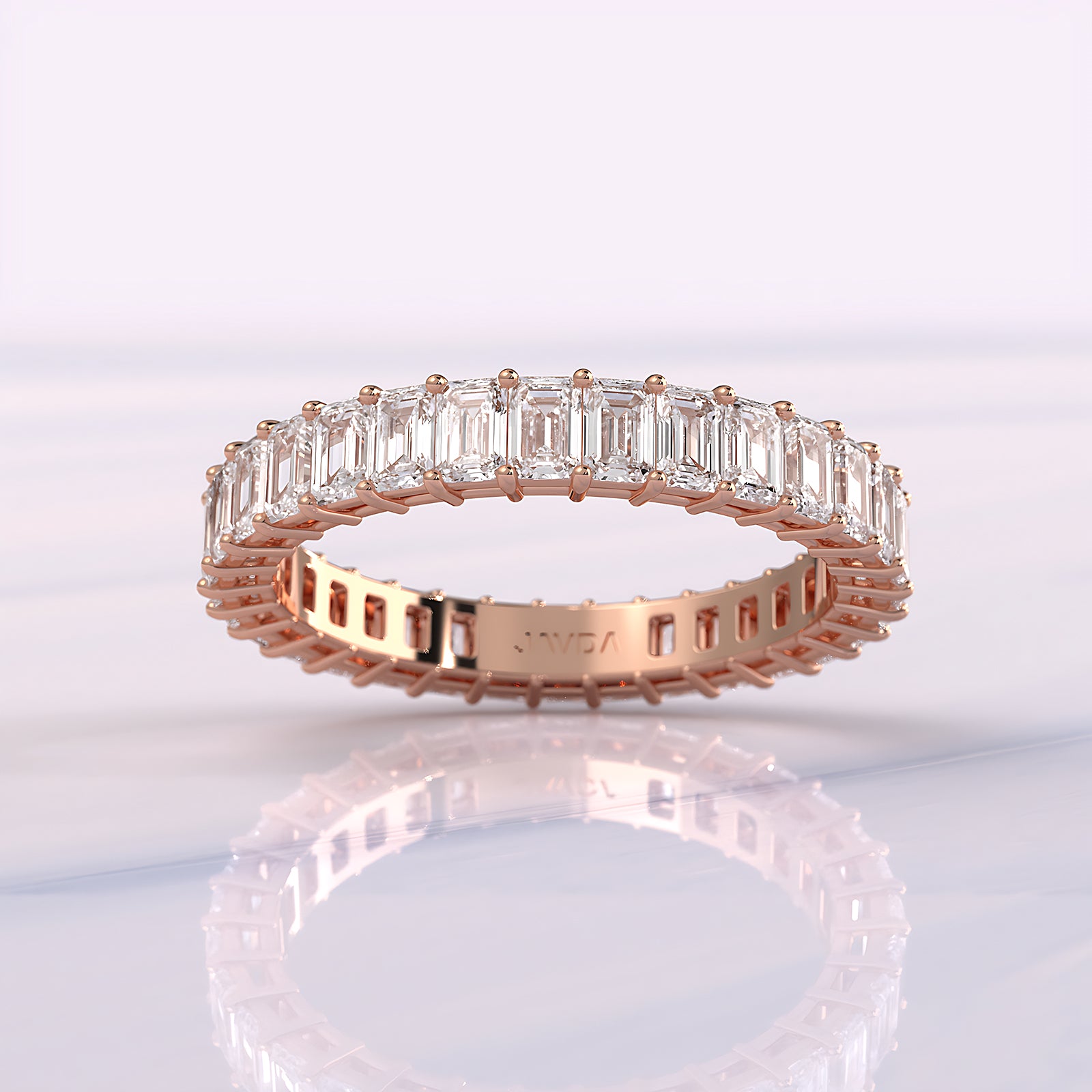 Emerald Lab Diamond Shared Prong Women's Eternity Wedding Band 3mm 2.35ctw.