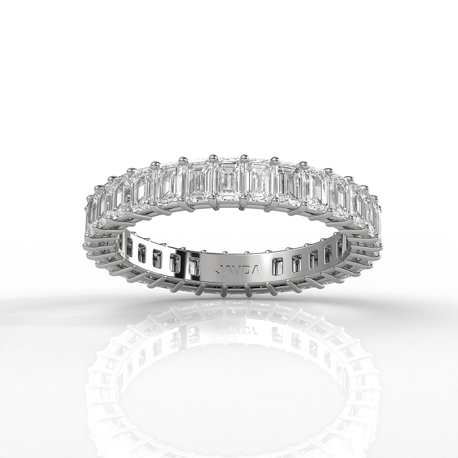 Emerald Lab Diamond Shared Prong Women's Eternity Wedding Band 3mm 2.35ctw.