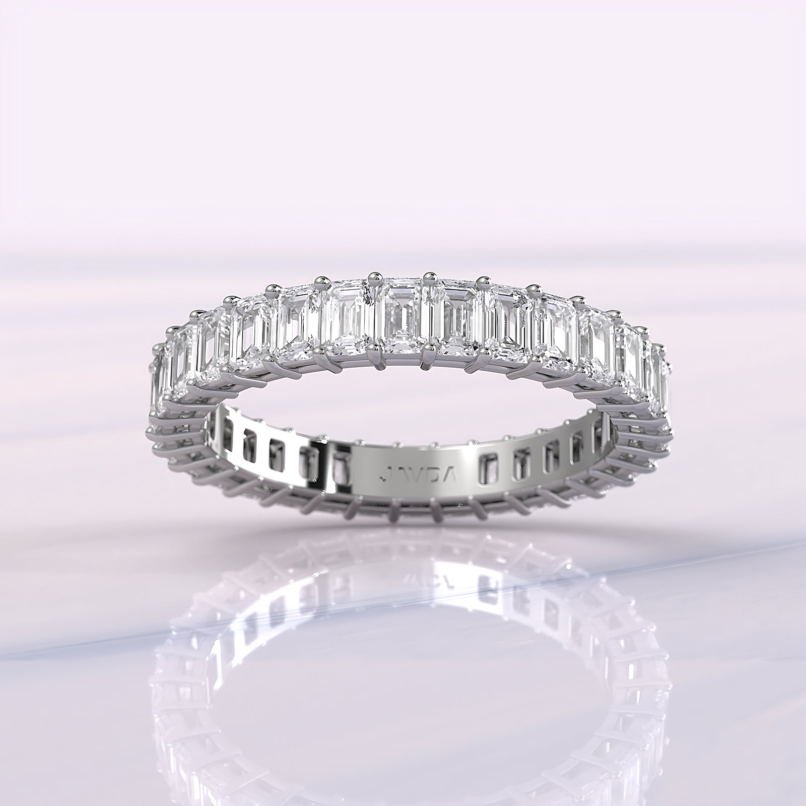 Emerald Lab Diamond Shared Prong Women's Eternity Wedding Band 3mm 2.35ctw.