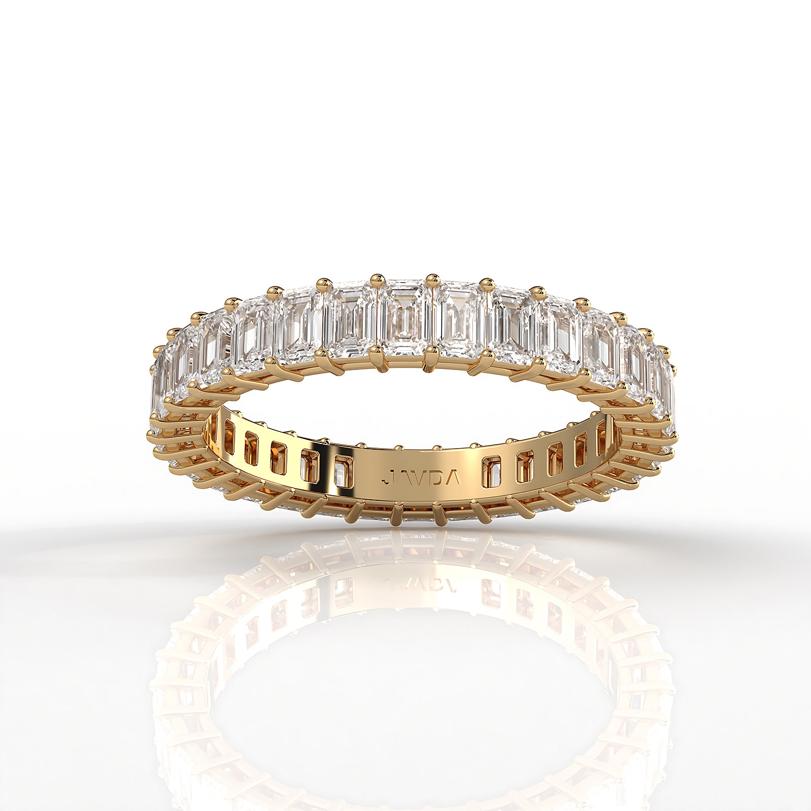 Emerald Lab Diamond Shared Prong Women's Eternity Wedding Band 3mm 2.35ctw.