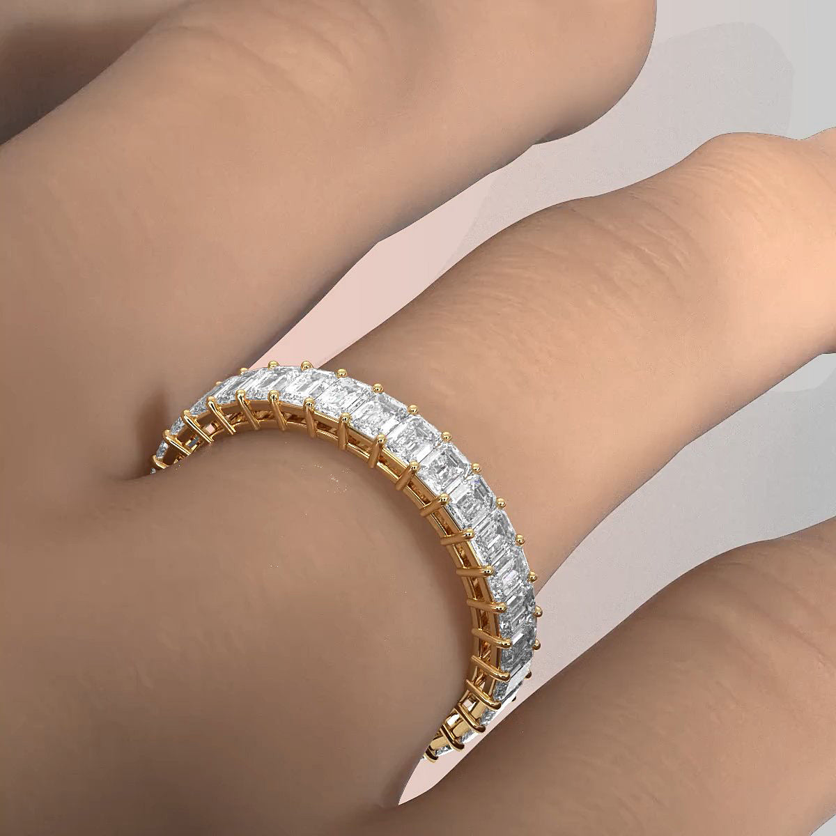 Emerald Lab Diamond Shared Prong Women's Eternity Wedding Band 3mm 2.35ctw.