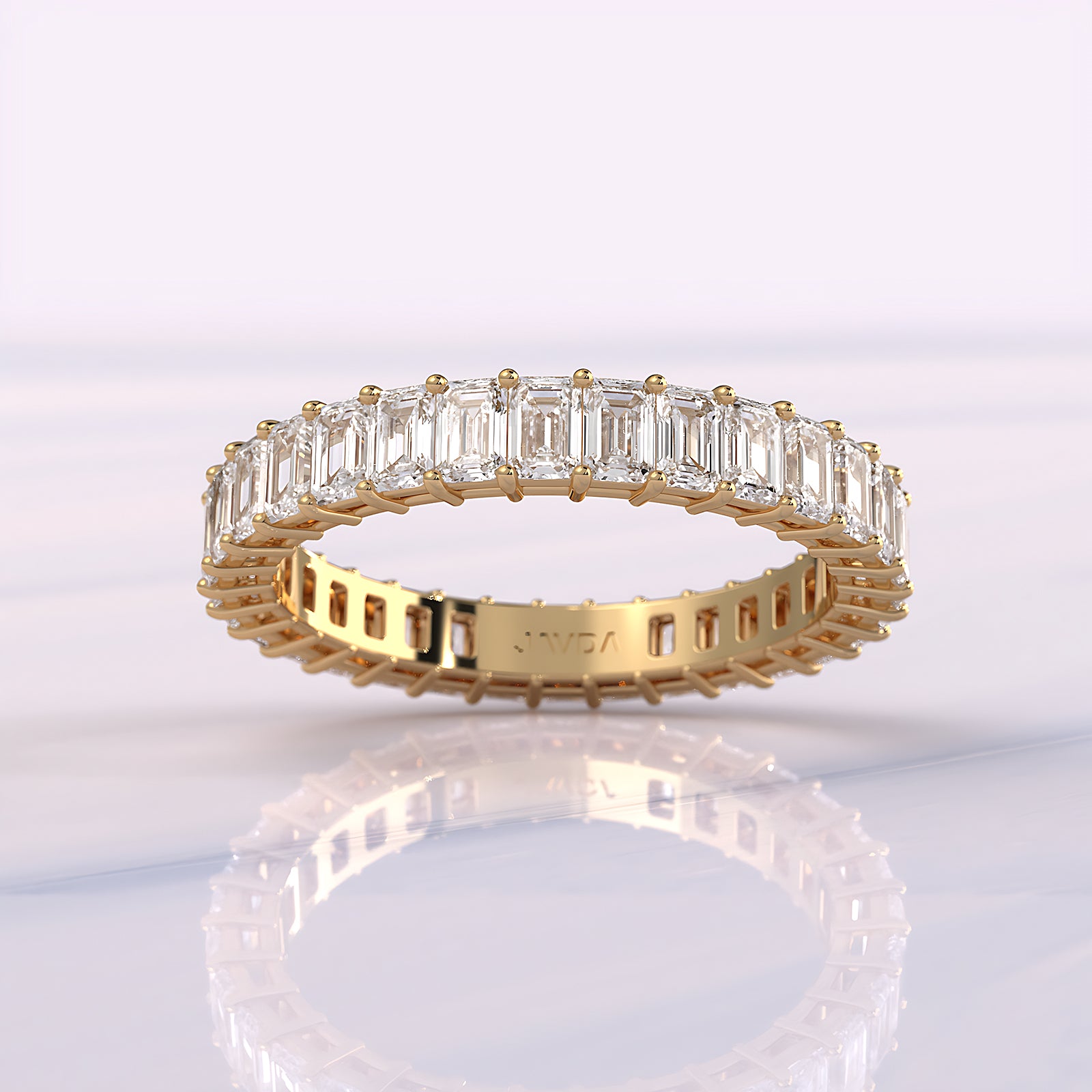 Emerald Lab Diamond Shared Prong Women's Eternity Wedding Band 3mm 2.35ctw.