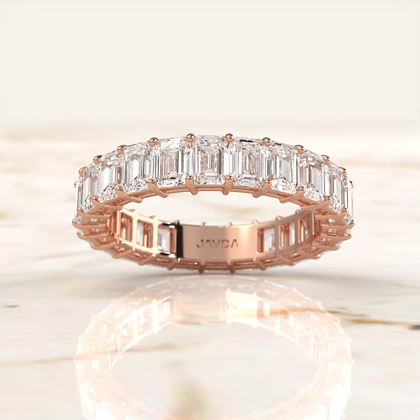 Emerald Lab Diamond Shared Prong Women's Wedding Band 3.75 mm 4ctw.