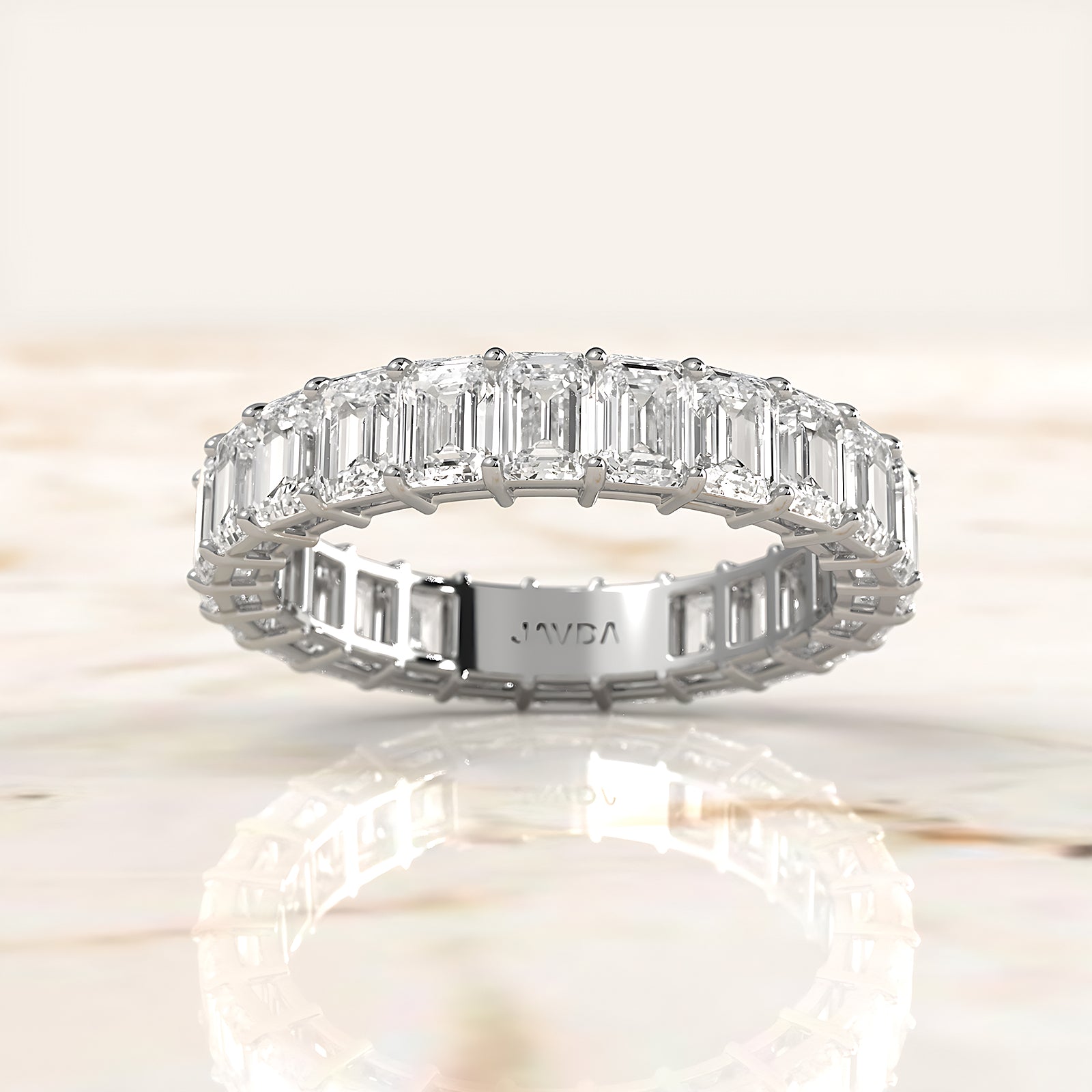 Emerald Lab Diamond Shared Prong Women's Wedding Band 3.75 mm 4ctw.