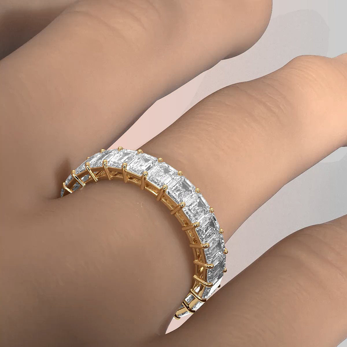 Emerald Lab Diamond Shared Prong Women's Wedding Band 3.75 mm 4ctw.