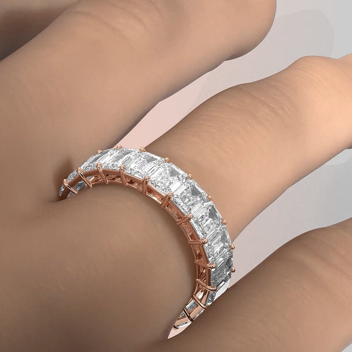 Shared Prong Emerald Lab Diamond Women's Wedding Eternity Ring 4.5 mm 6.2ctw.