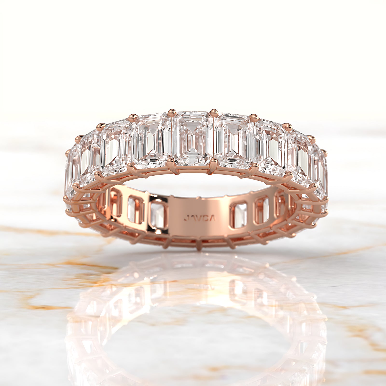 Shared Prong Emerald Lab Diamond Women's Wedding Eternity Ring 4.5 mm 6.2ctw.