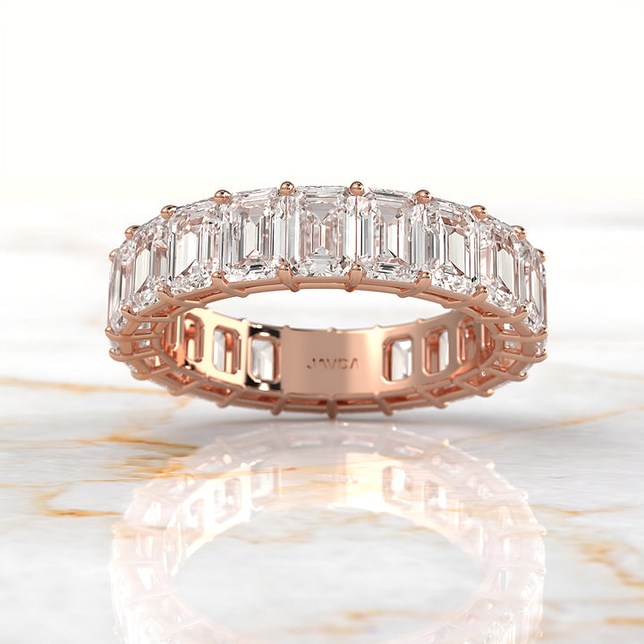 Shared Prong Emerald Lab Diamond Women's Wedding Eternity Ring 4.5 mm 6.2ctw.