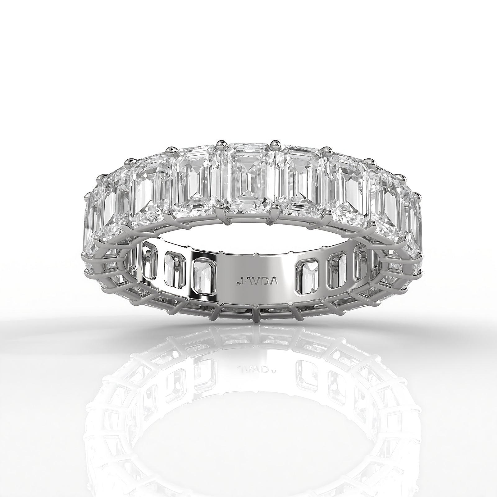 Shared Prong Emerald Lab Diamond Women's Wedding Eternity Ring 4.5 mm 6.2ctw.