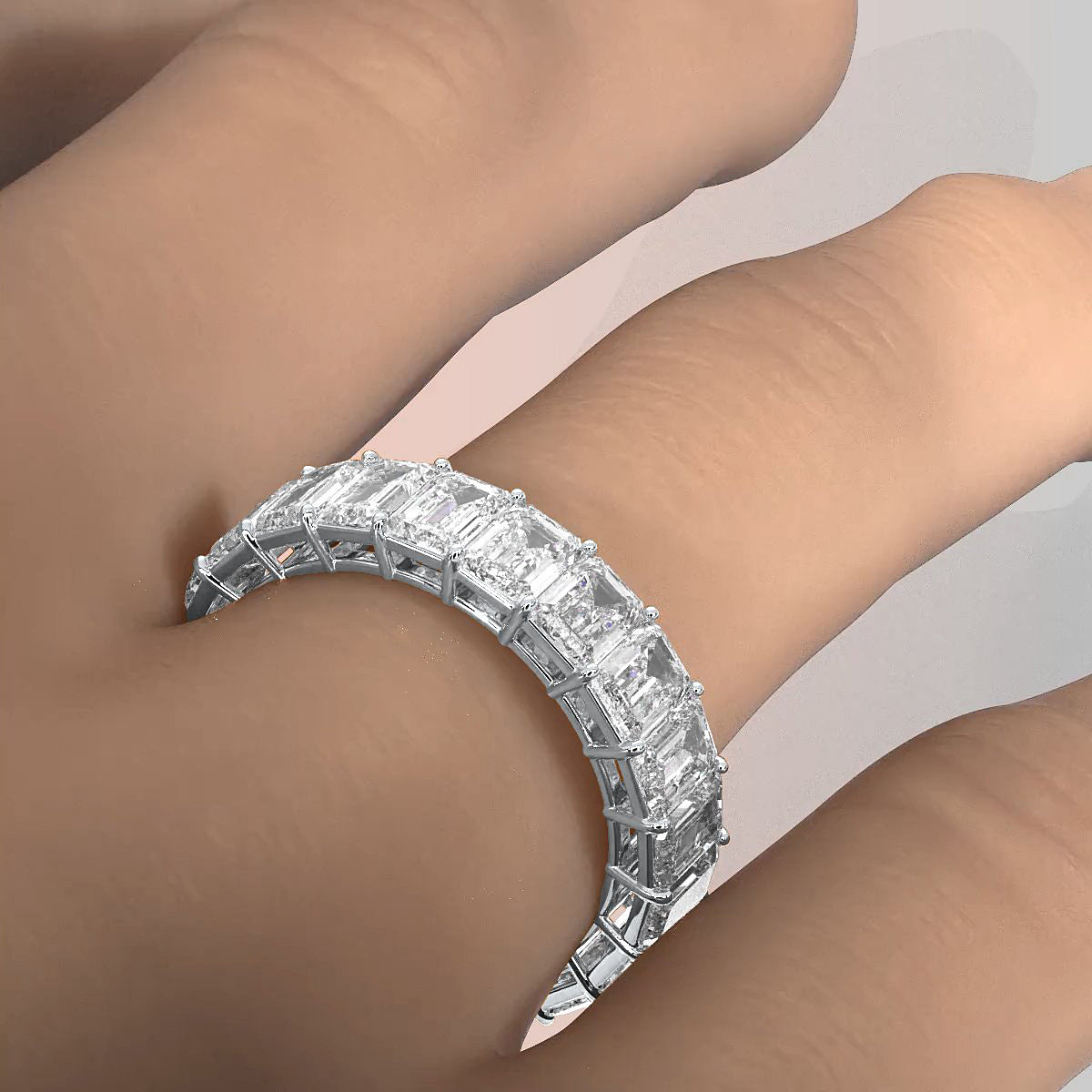 Shared Prong Emerald Lab Diamond Women's Wedding Eternity Ring 4.5 mm 6.2ctw.