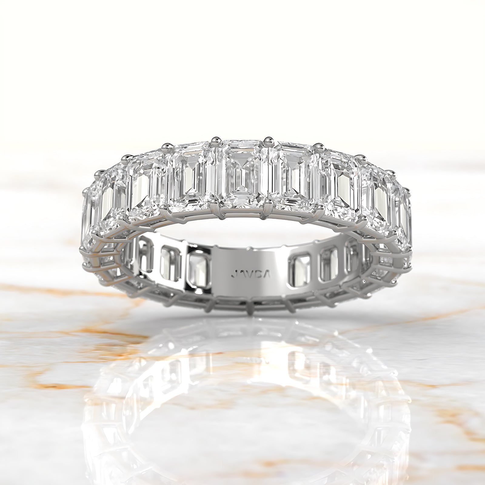 Shared Prong Emerald Lab Diamond Women's Wedding Eternity Ring 4.5 mm 6.2ctw.