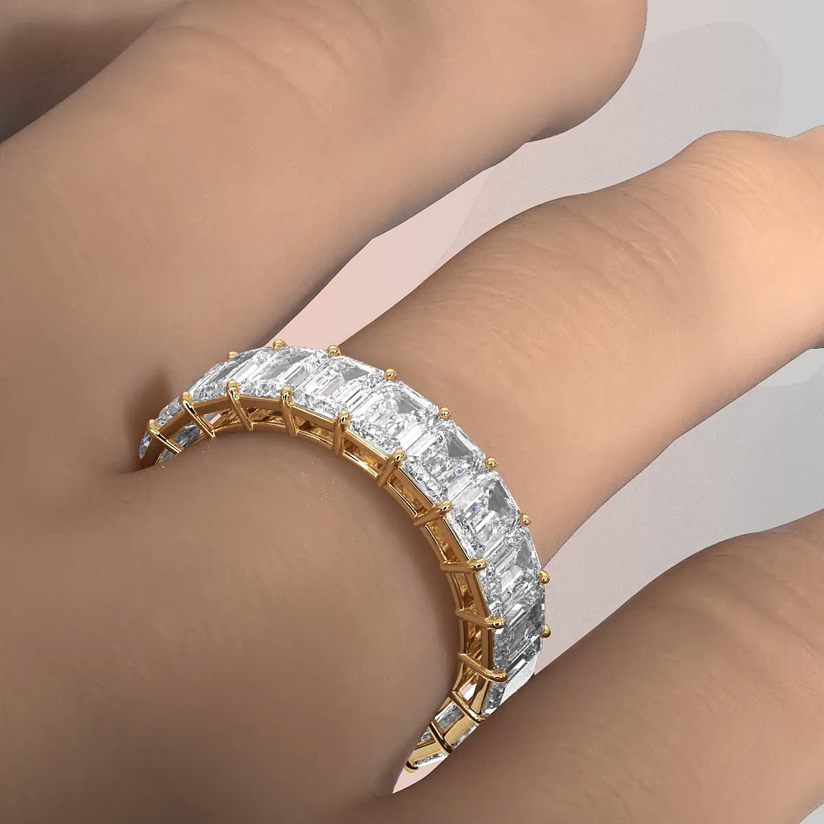 Shared Prong Emerald Lab Diamond Women's Wedding Eternity Ring 4.5 mm 6.2ctw.