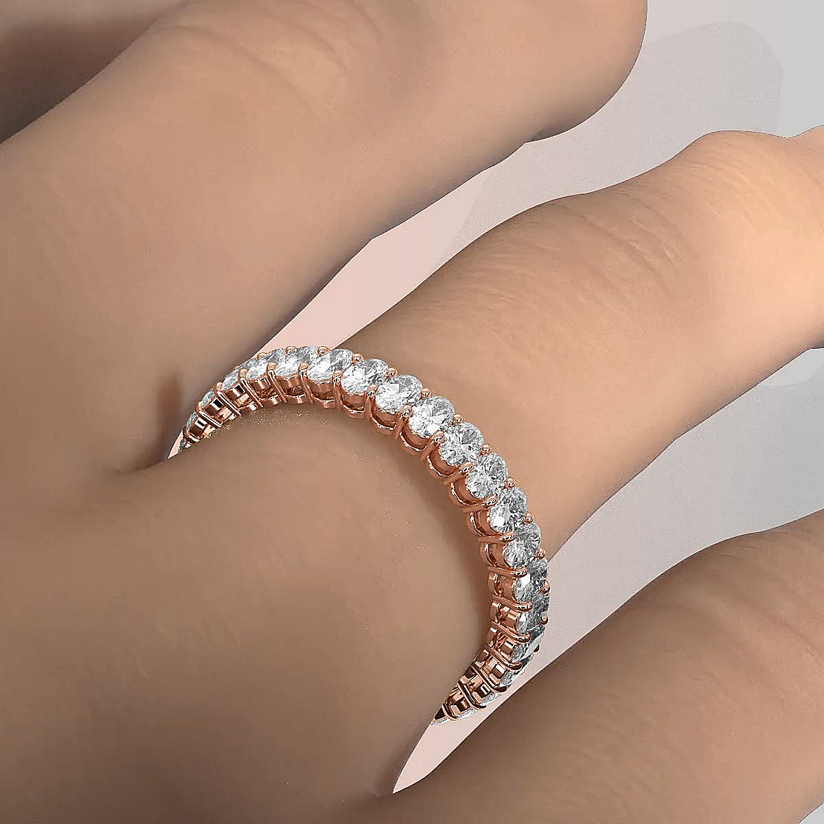 Oval Lab Diamond Women's Eternity Shared Prong Wedding Band 3 mm 1.5ctw.