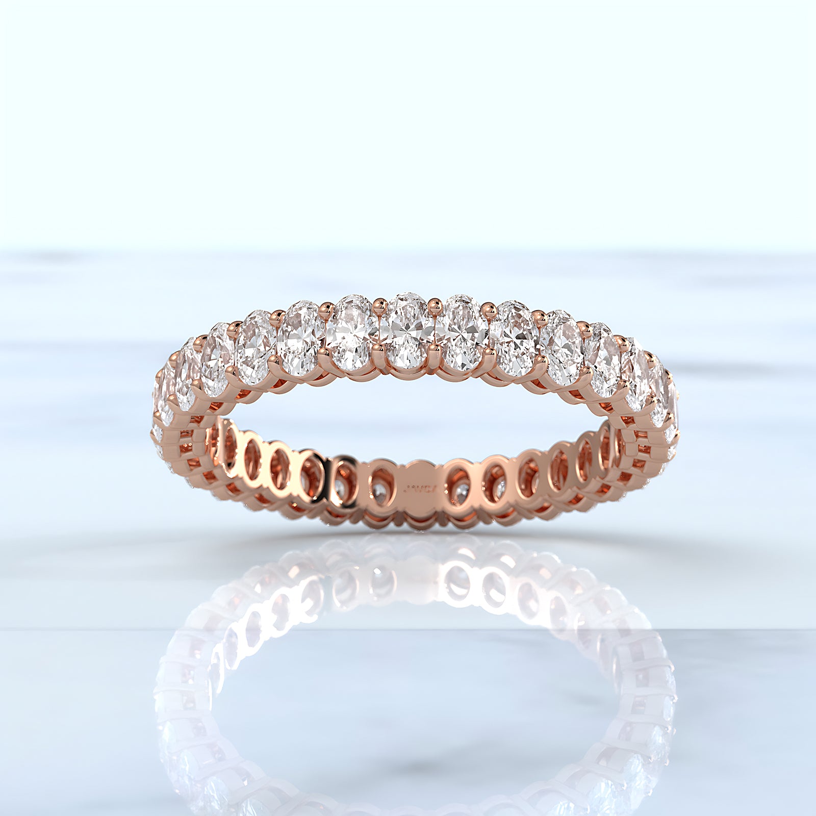 Oval Lab Diamond Women's Eternity Shared Prong Wedding Band 3 mm 1.5ctw.