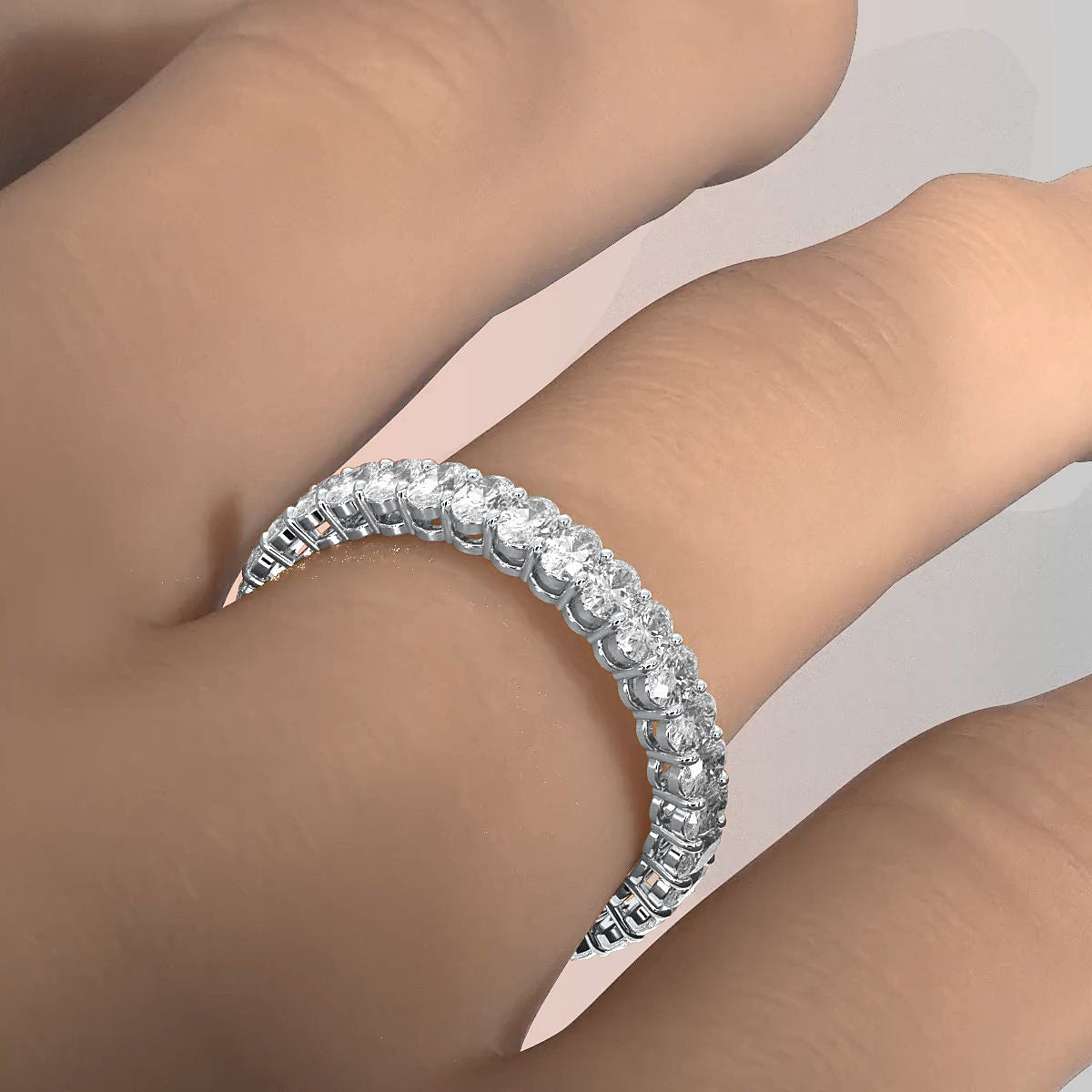 Oval Lab Diamond Women's Eternity Shared Prong Wedding Band 3 mm 1.5ctw.