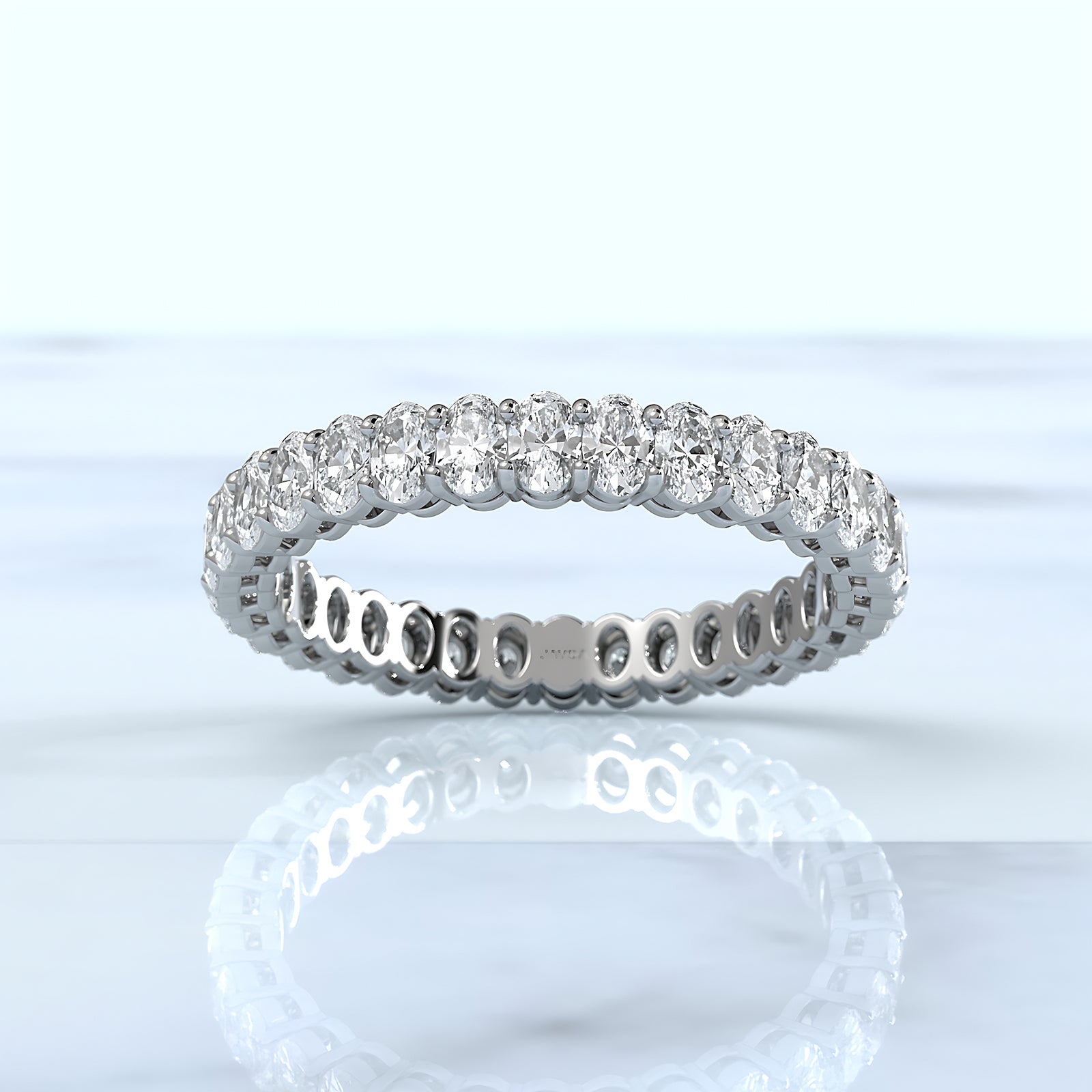 Oval Lab Diamond Women's Eternity Shared Prong Wedding Band 3 mm 1.5ctw.