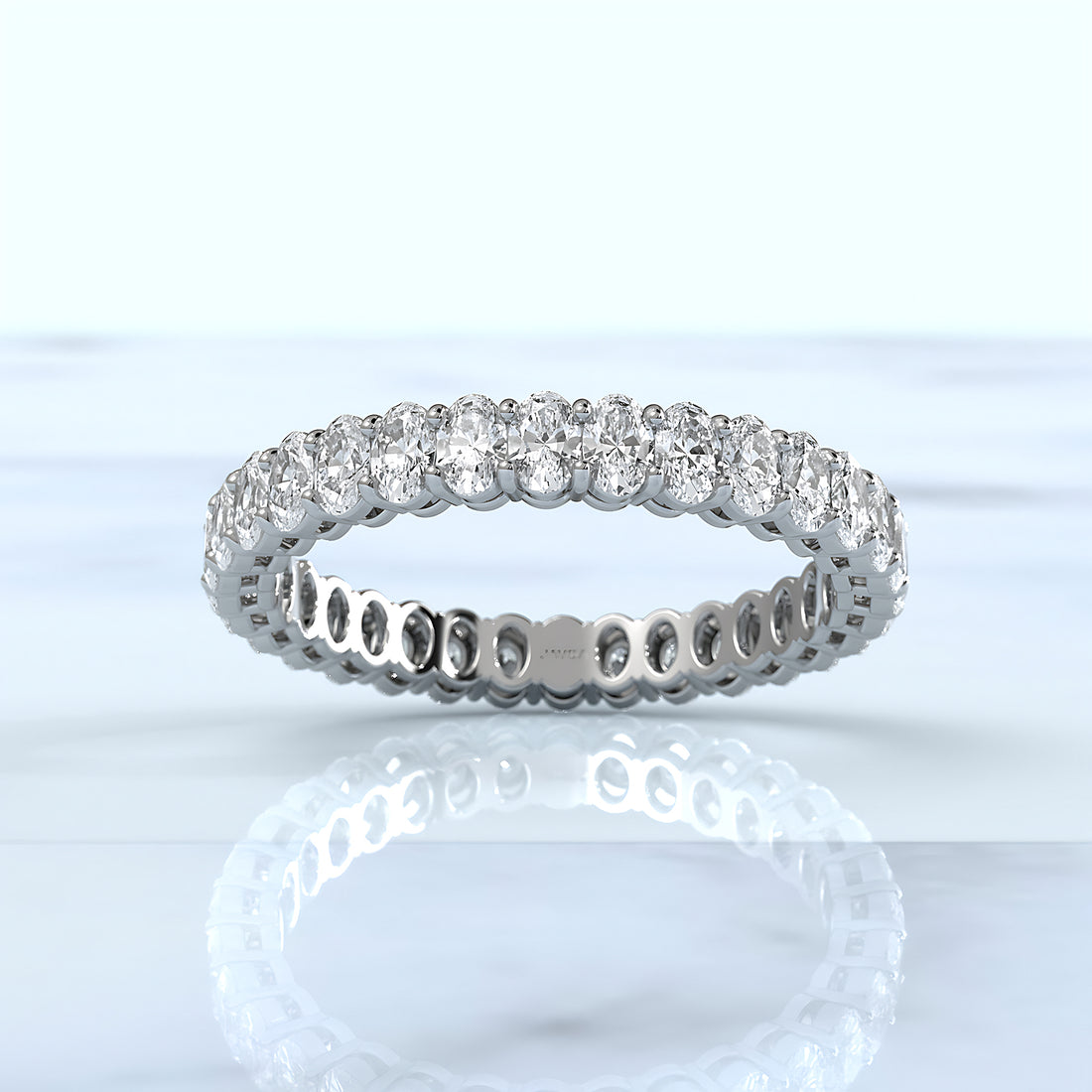 Oval Lab Diamond Women's Eternity Shared Prong Wedding Band 3 mm 1.5ctw.