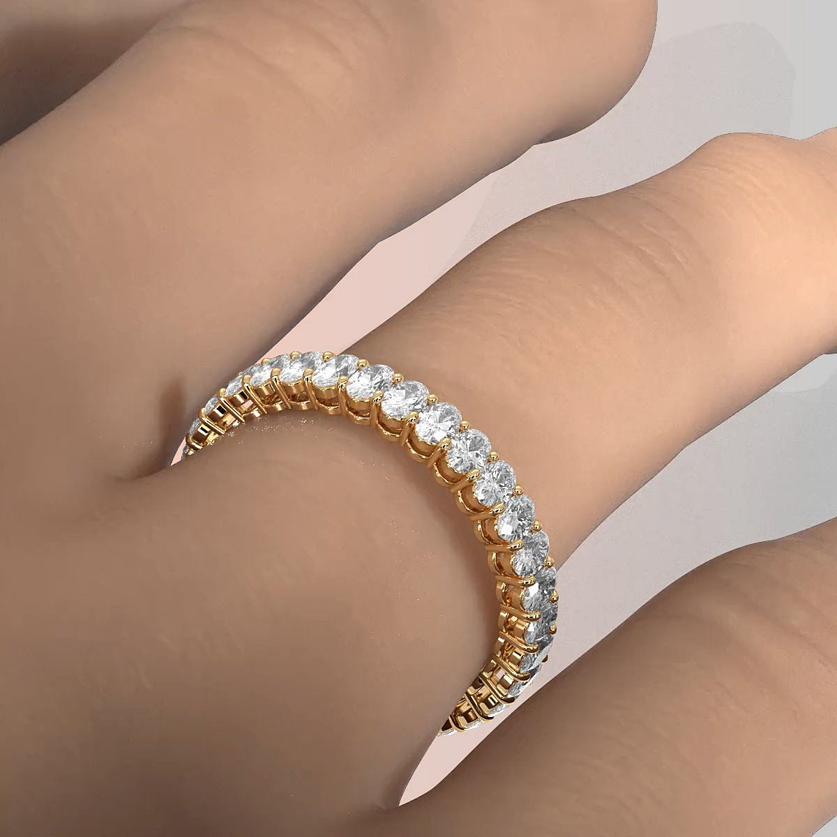 Oval Lab Diamond Women's Eternity Shared Prong Wedding Band 3 mm 1.5ctw.