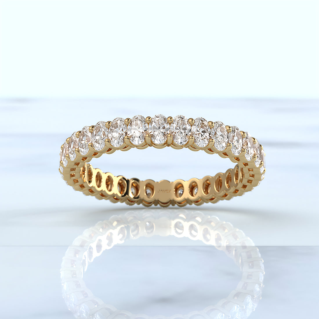 Oval Lab Diamond Women's Eternity Shared Prong Wedding Band 3 mm 1.5ctw.