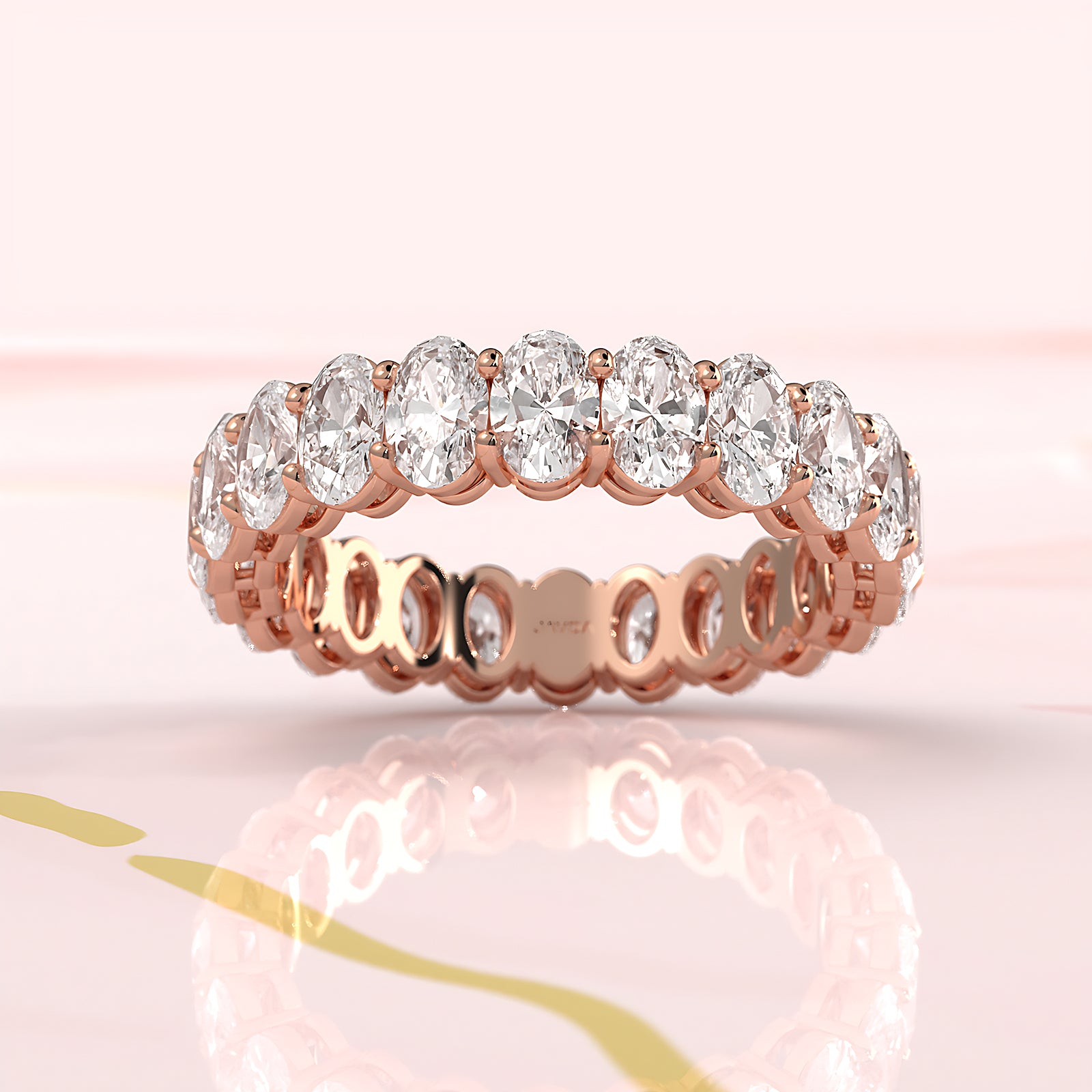 Shared Prong Oval Lab Diamond Women's Eternity Wedding Band 4.5 mm 3.6ctw.