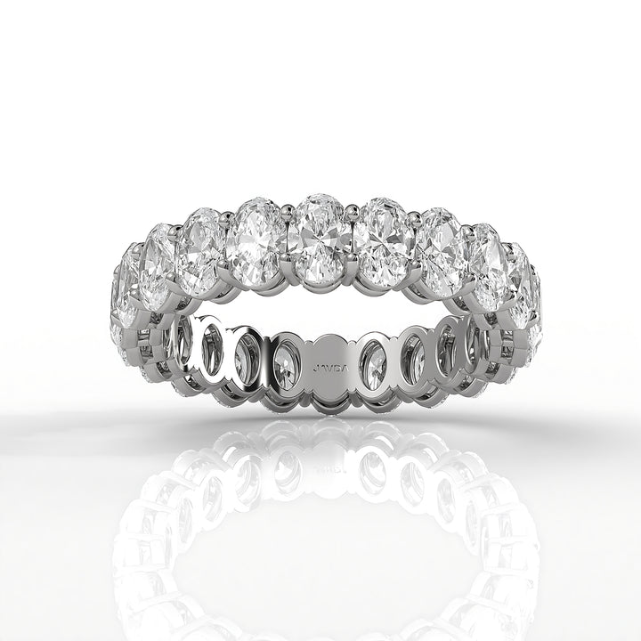 Shared Prong Oval Lab Diamond Women's Eternity Wedding Band 4.5 mm 3.6ctw.