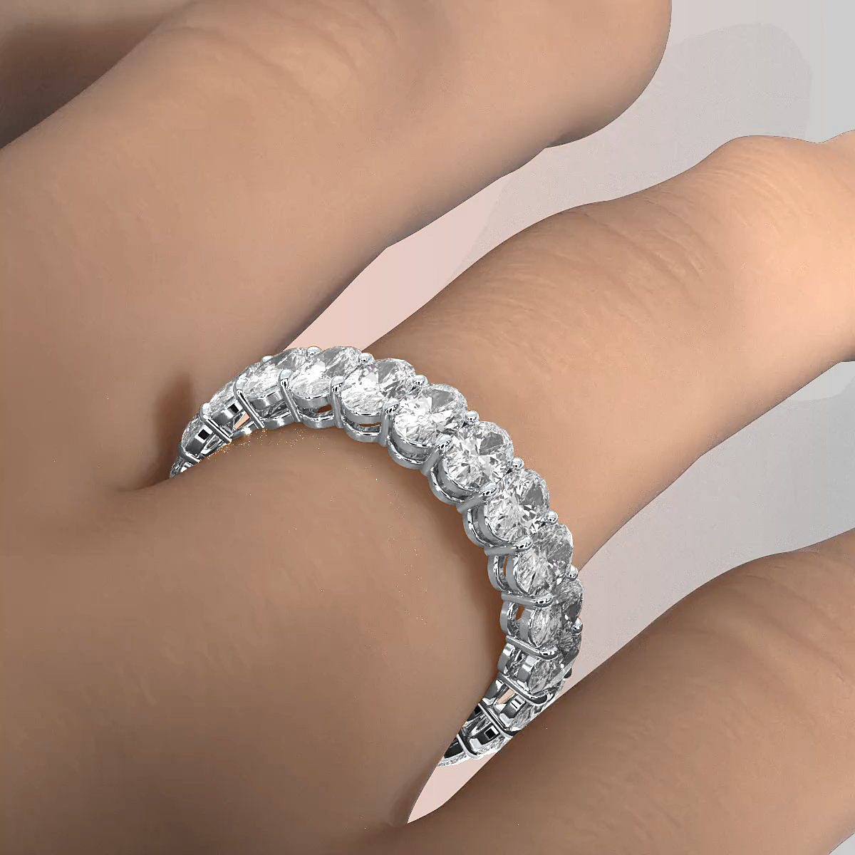 Shared Prong Oval Lab Diamond Women's Eternity Wedding Band 4.5 mm 3.6ctw.