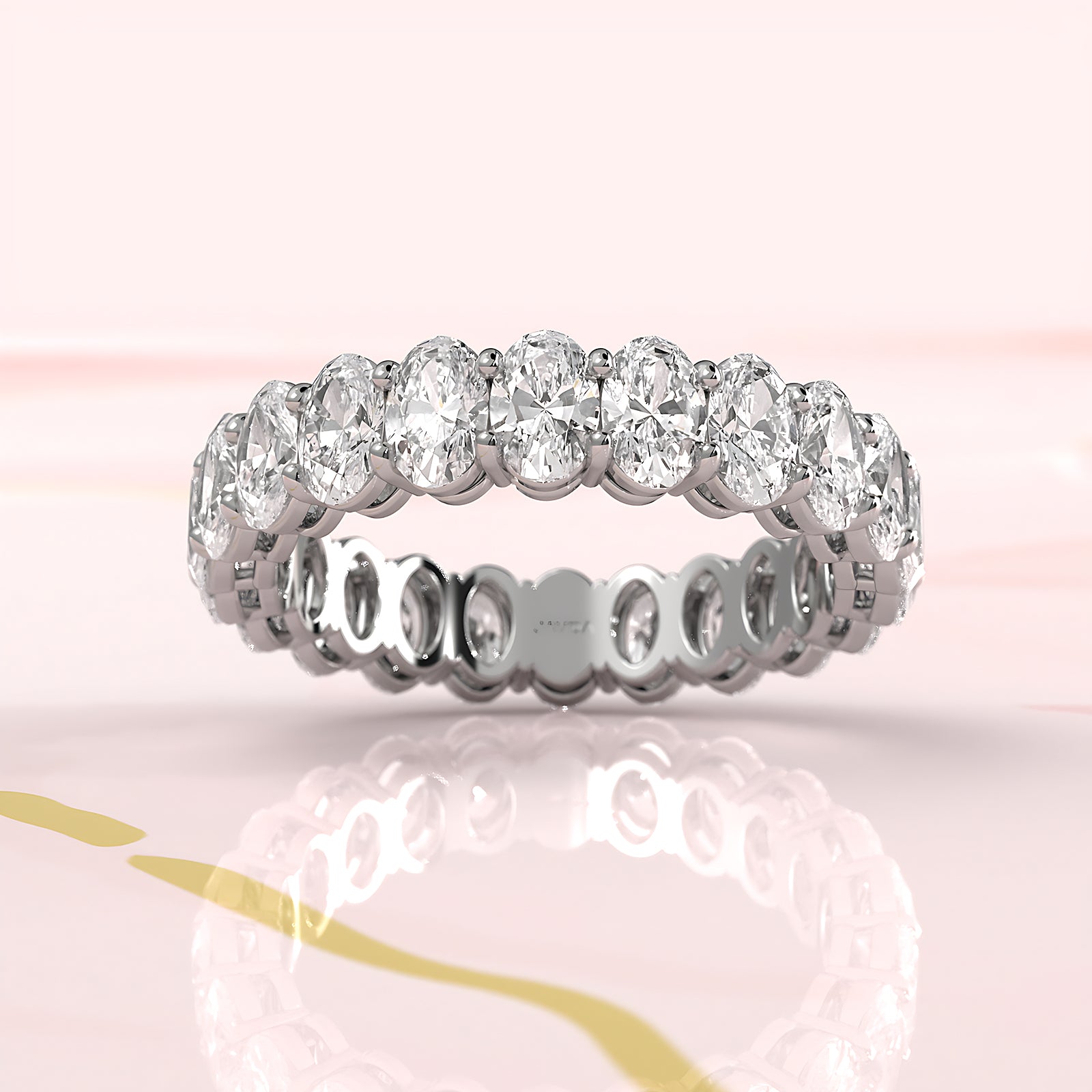 Shared Prong Oval Lab Diamond Women's Eternity Wedding Band 4.5 mm 3.6ctw.