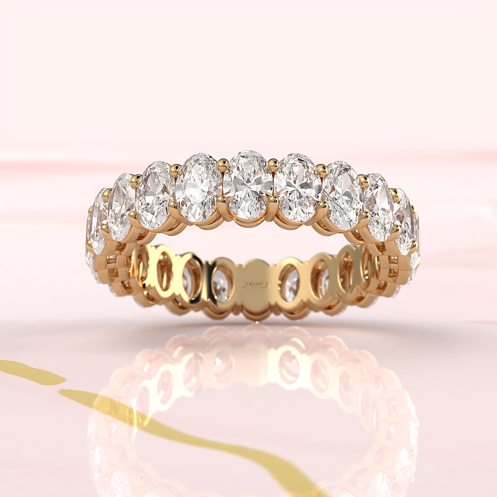 Shared Prong Oval Lab Diamond Women's Eternity Wedding Band 4.5 mm 3.6ctw.