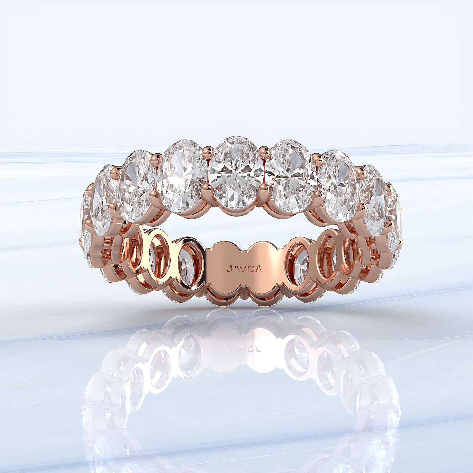 Women's Shared Prong Set Oval Lab Diamond Eternity Wedding Band 5x3.5mm 4.5ctw.