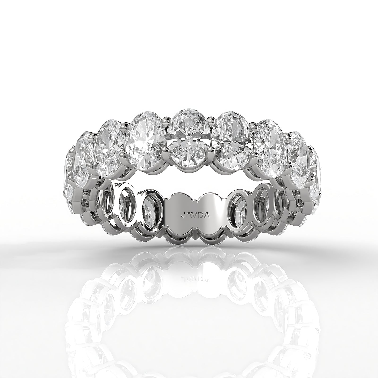 Women's Shared Prong Set Oval Lab Diamond Eternity Wedding Band 5x3.5mm 4.5ctw.