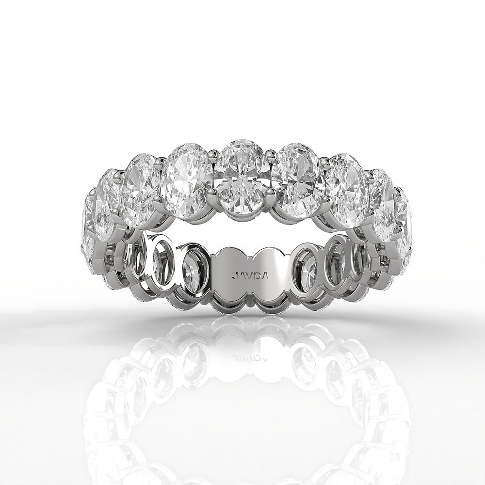 Women's Shared Prong Set Oval Lab Diamond Eternity Wedding Band 5x3.5mm 4.5ctw.