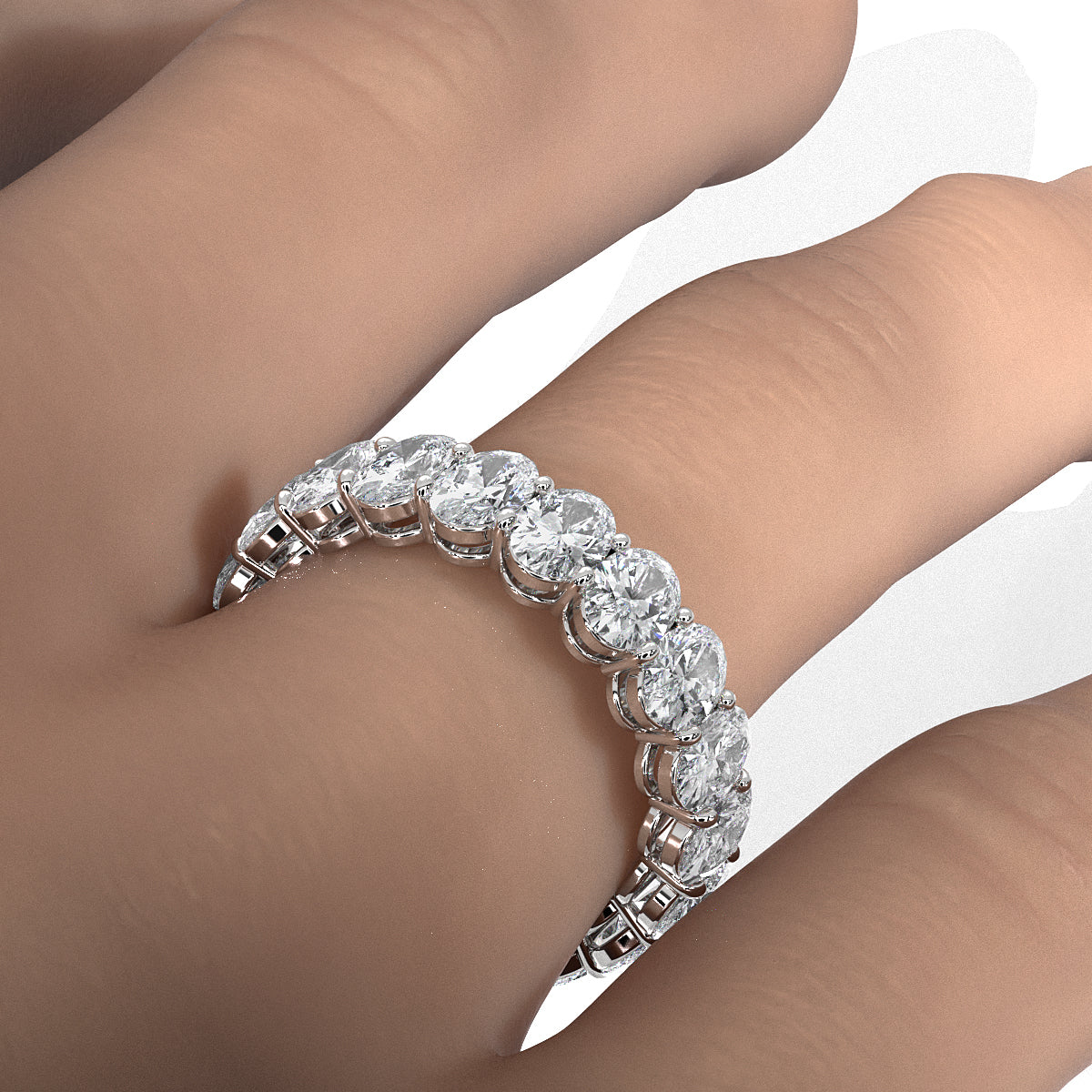 Women's Shared Prong Set Oval Lab Diamond Eternity Wedding Band 5x3.5mm 4.5ctw.