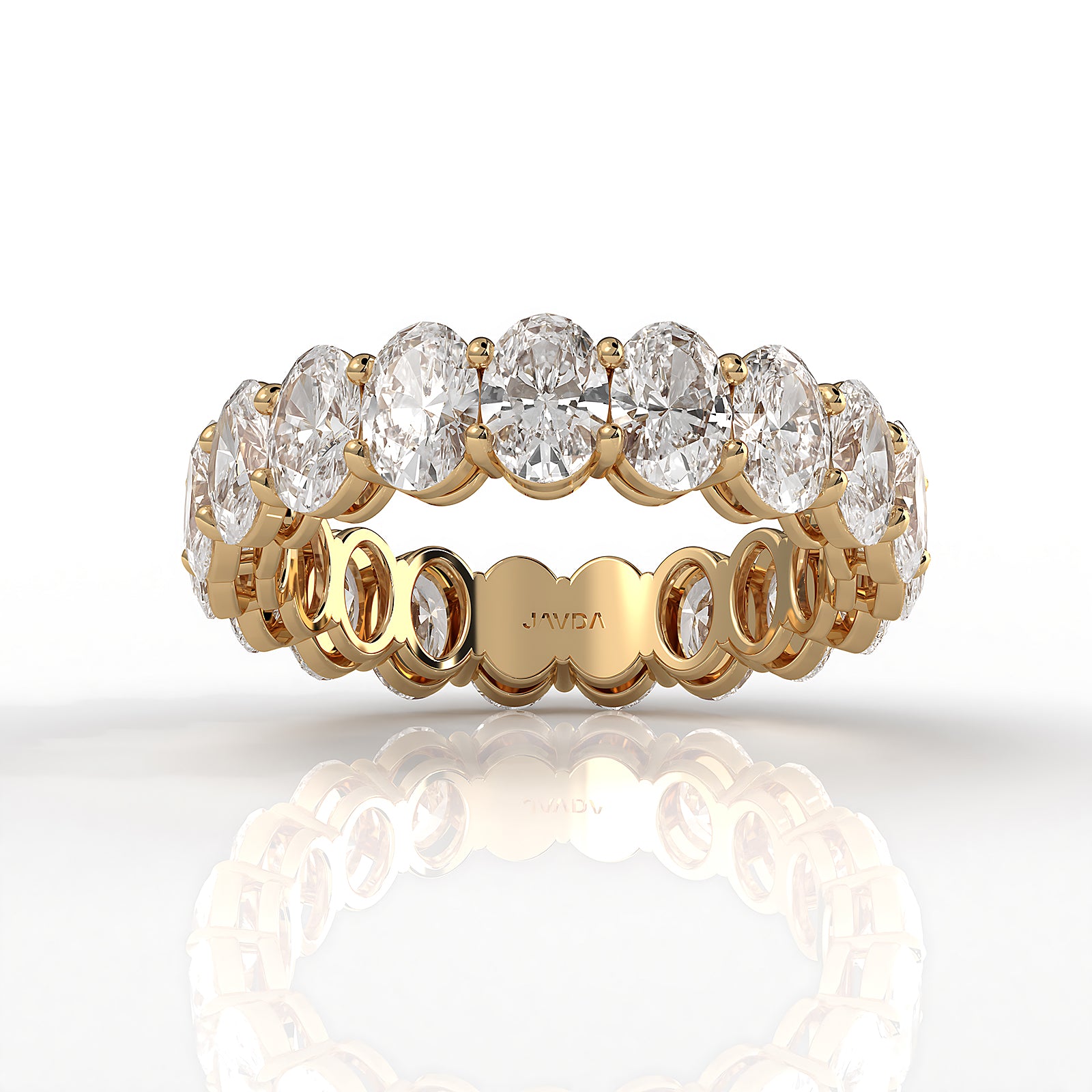 Women's Shared Prong Set Oval Lab Diamond Eternity Wedding Band 5x3.5mm 4.5ctw.