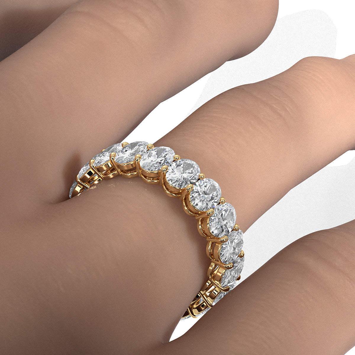 Women's Shared Prong Set Oval Lab Diamond Eternity Wedding Band 5x3.5mm 4.5ctw.