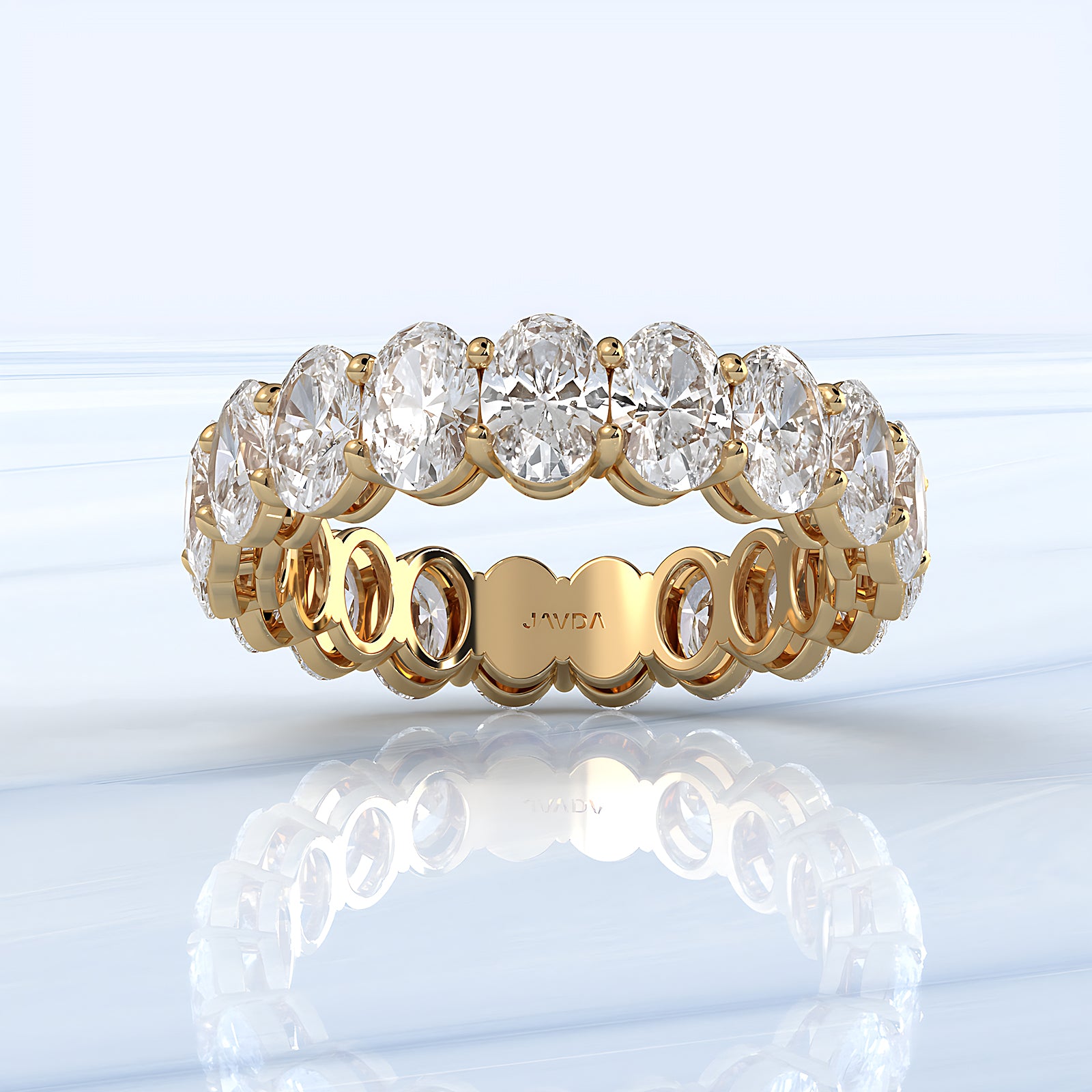 Women's Shared Prong Set Oval Lab Diamond Eternity Wedding Band 5x3.5mm 4.5ctw.