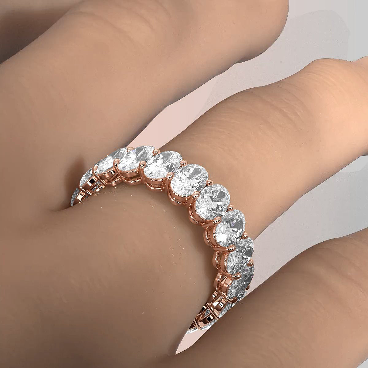 Oval Lab Diamond Women's Eternity Shared Prong Wedding Band 5.5 mm 5.05ctw.