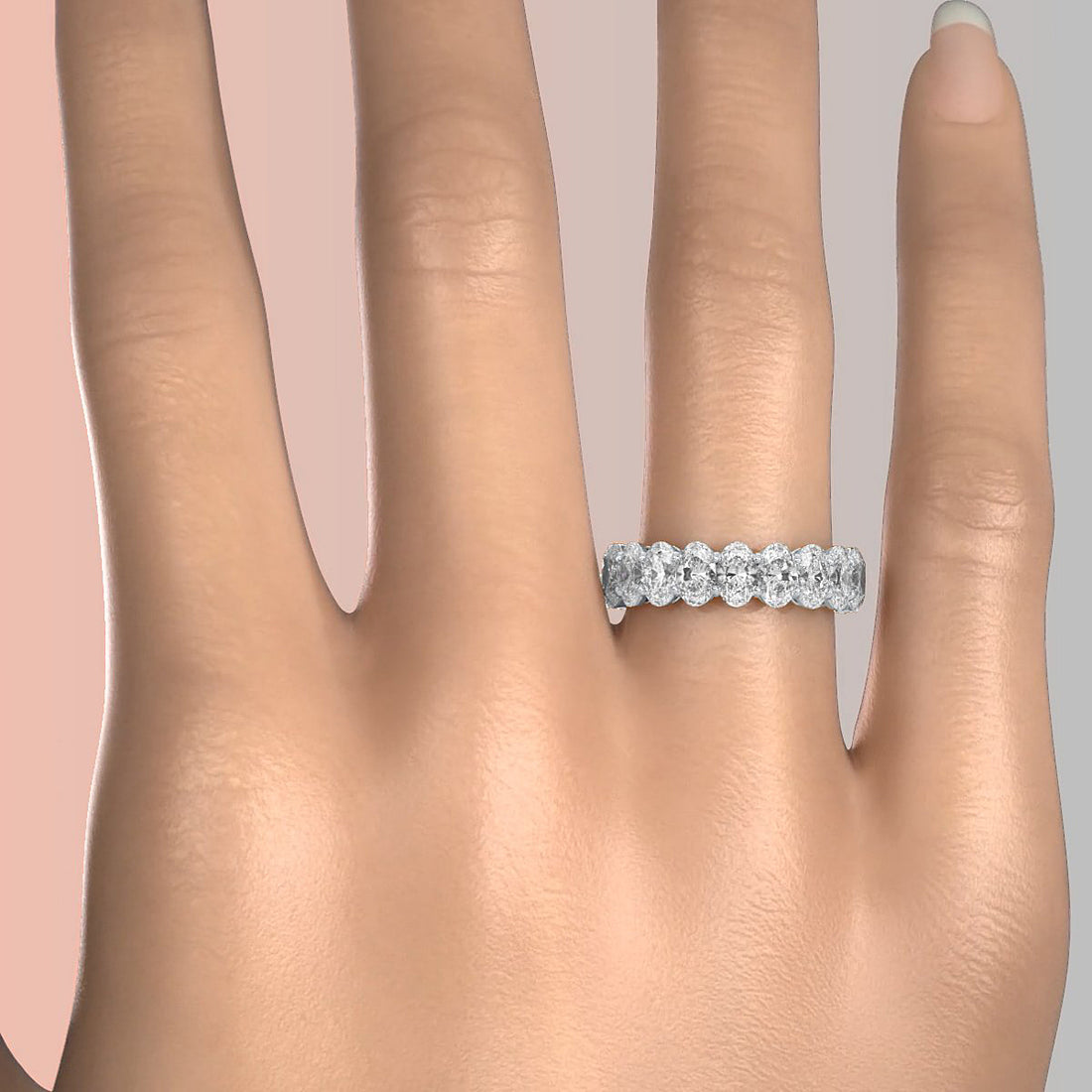 Oval Lab Diamond Women's Eternity Shared Prong Wedding Band 5.5 mm 5.05ctw.