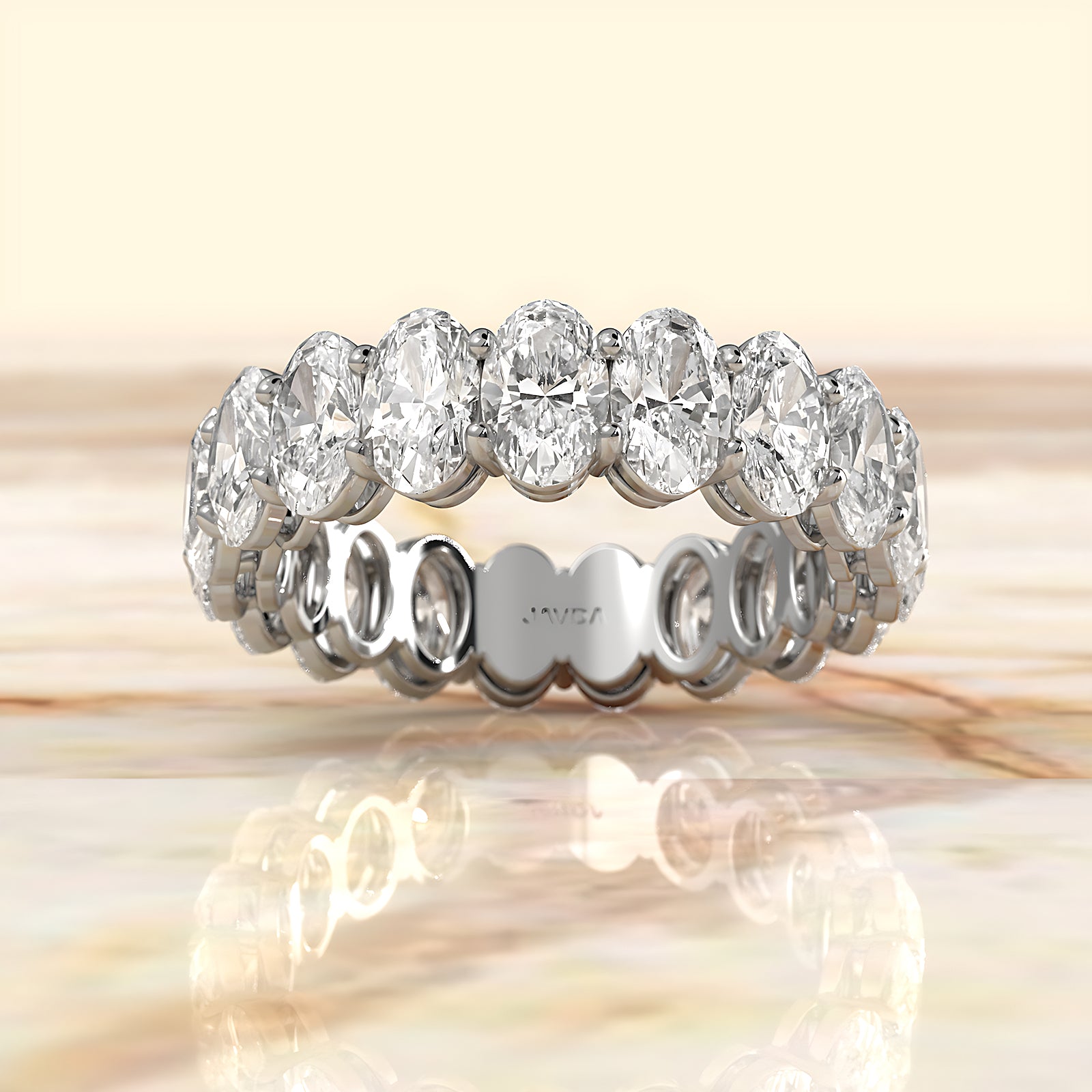 Oval Lab Diamond Women's Eternity Shared Prong Wedding Band 5.5 mm 5.05ctw.