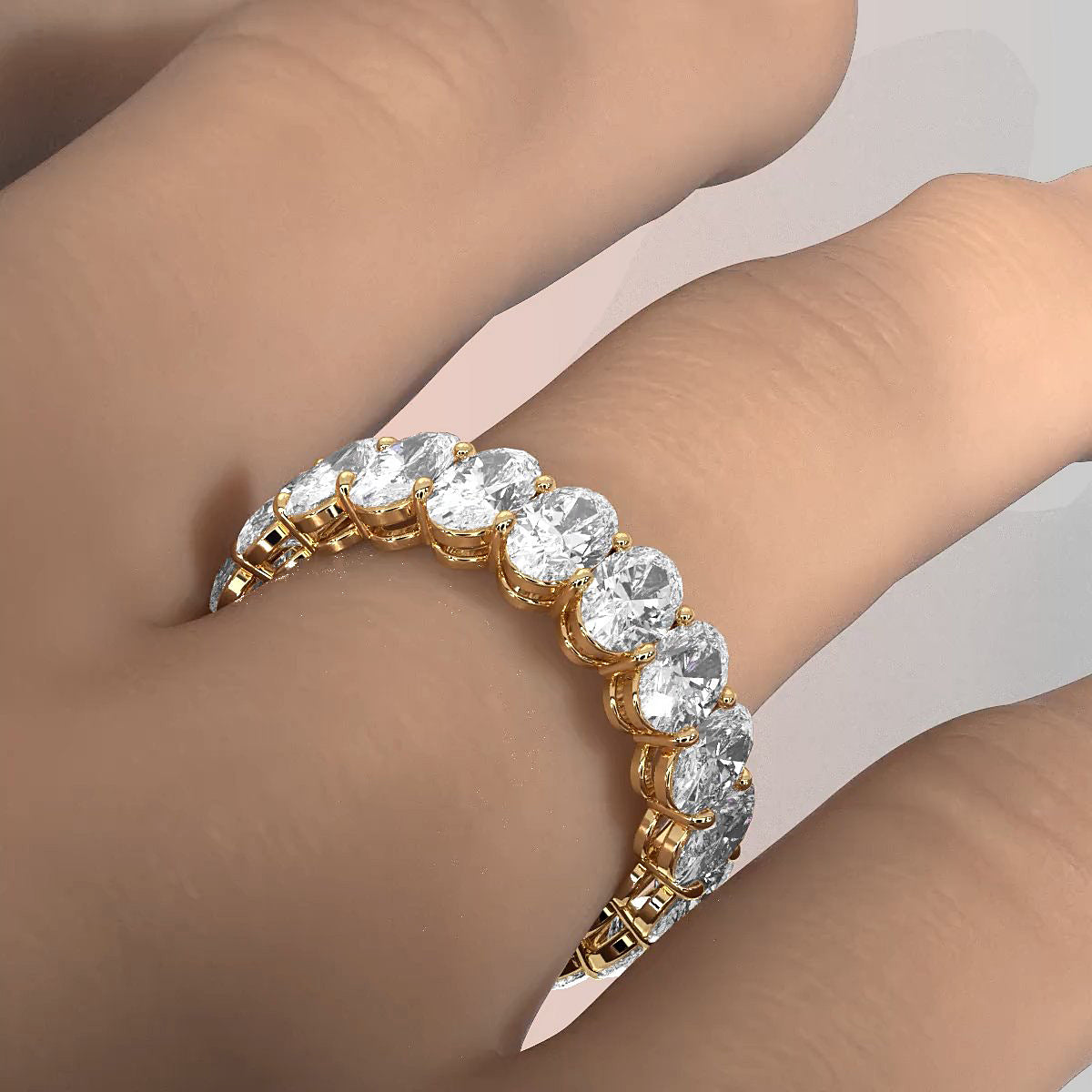 Oval Lab Diamond Women's Eternity Shared Prong Wedding Band 5.5 mm 5.05ctw.