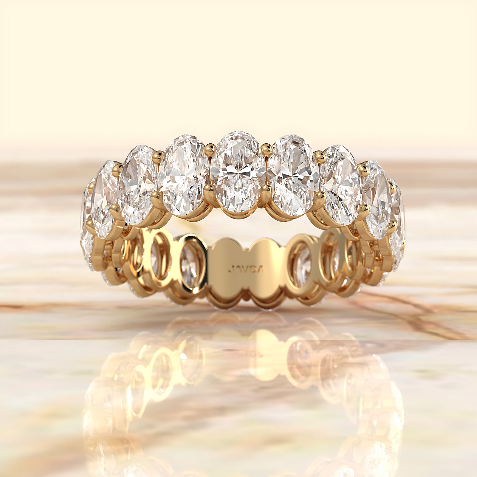 Oval Lab Diamond Women's Eternity Shared Prong Wedding Band 5.5 mm 5.05ctw.