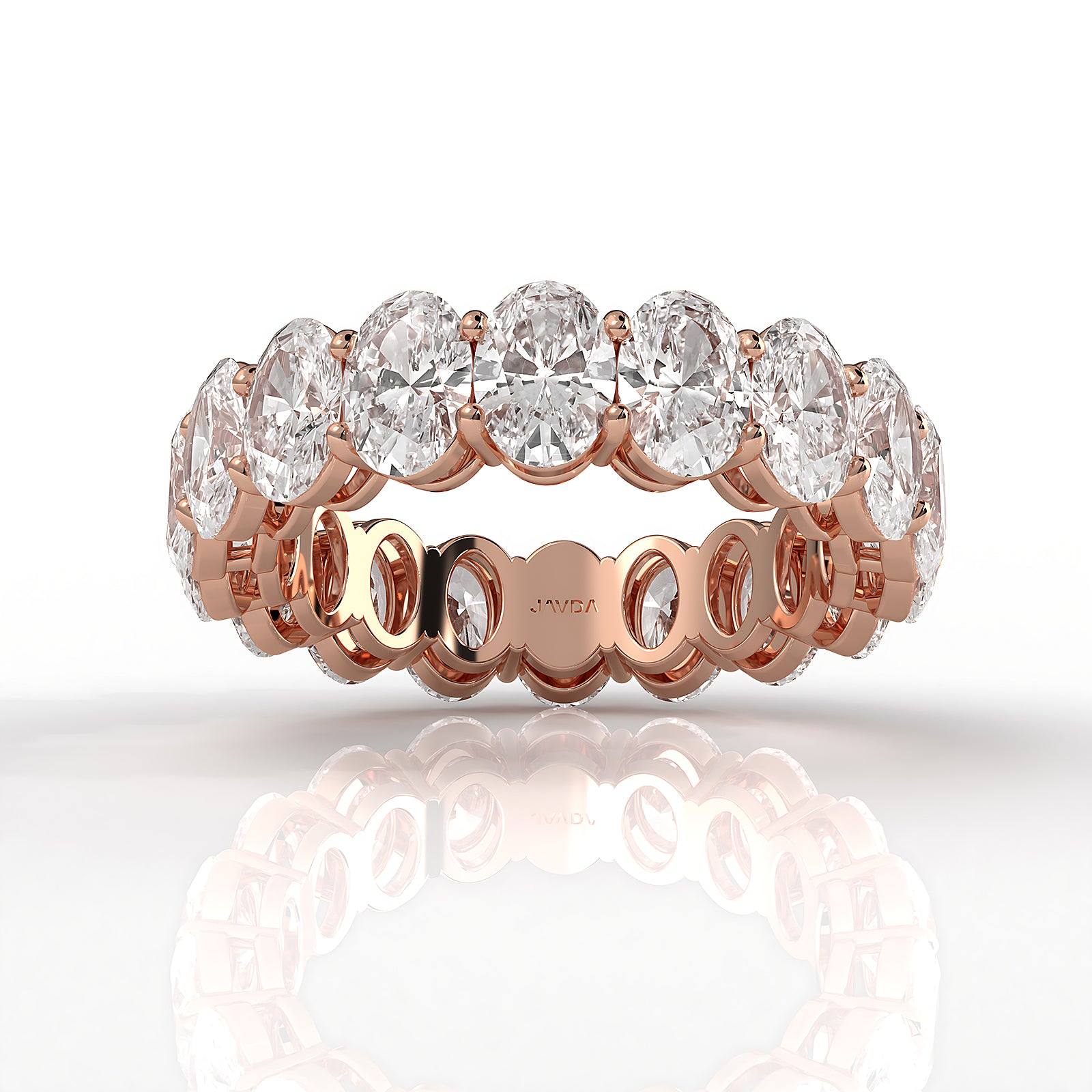 Women's Prong Set Oval Lab Diamond Eternity Wedding Band 5.5x3.9mm 5.45ctw.