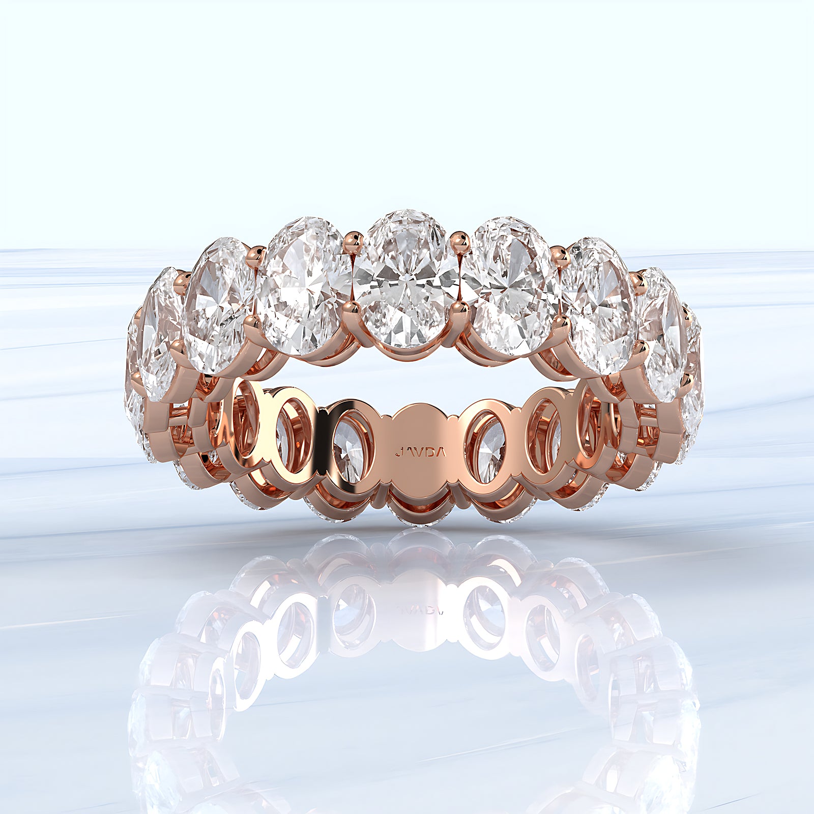 Women's Prong Set Oval Lab Diamond Eternity Wedding Band 5.5x3.9mm 5.45ctw.