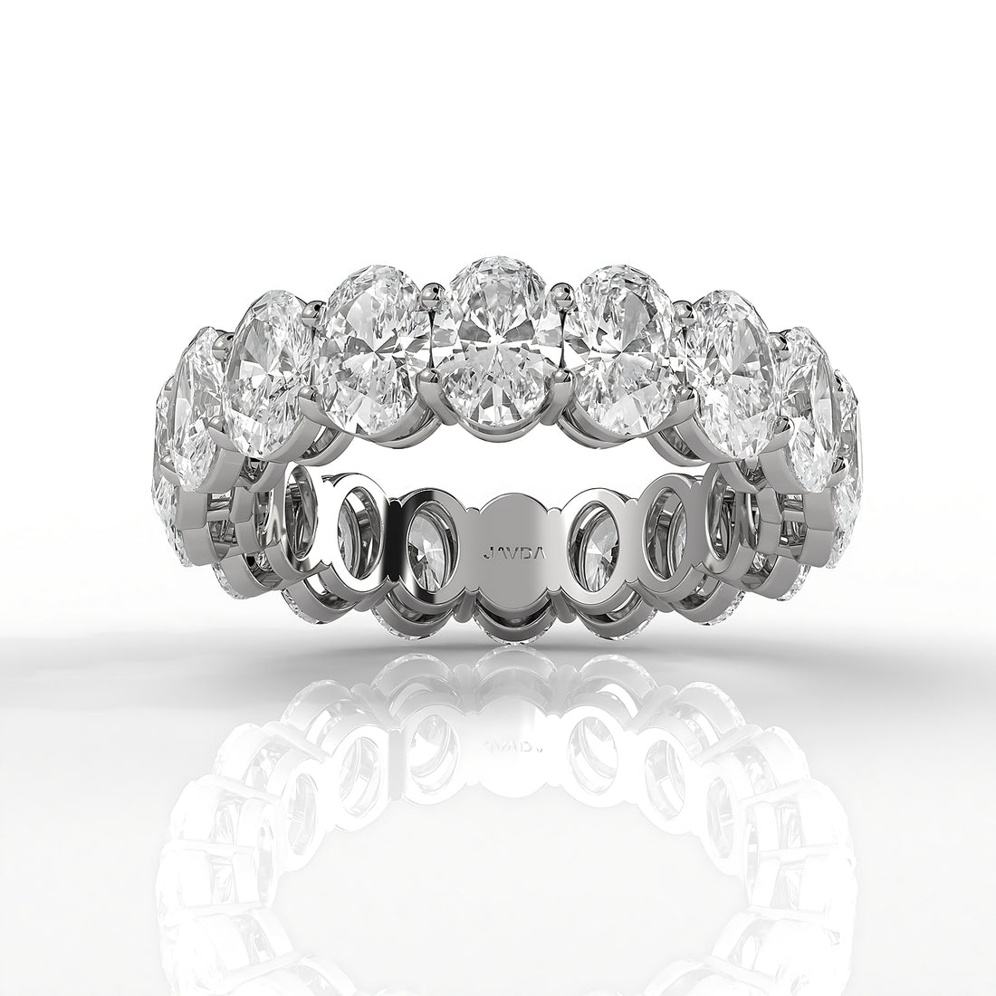 Women's Prong Set Oval Lab Diamond Eternity Wedding Band 5.5x3.9mm 5.45ctw.