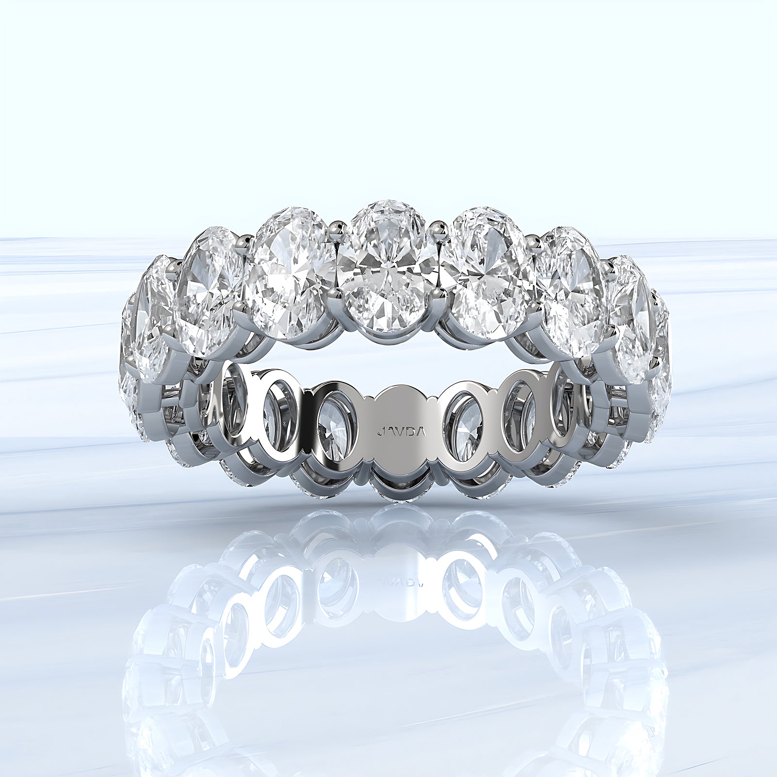 Women's Prong Set Oval Lab Diamond Eternity Wedding Band 5.5x3.9mm 5.45ctw.