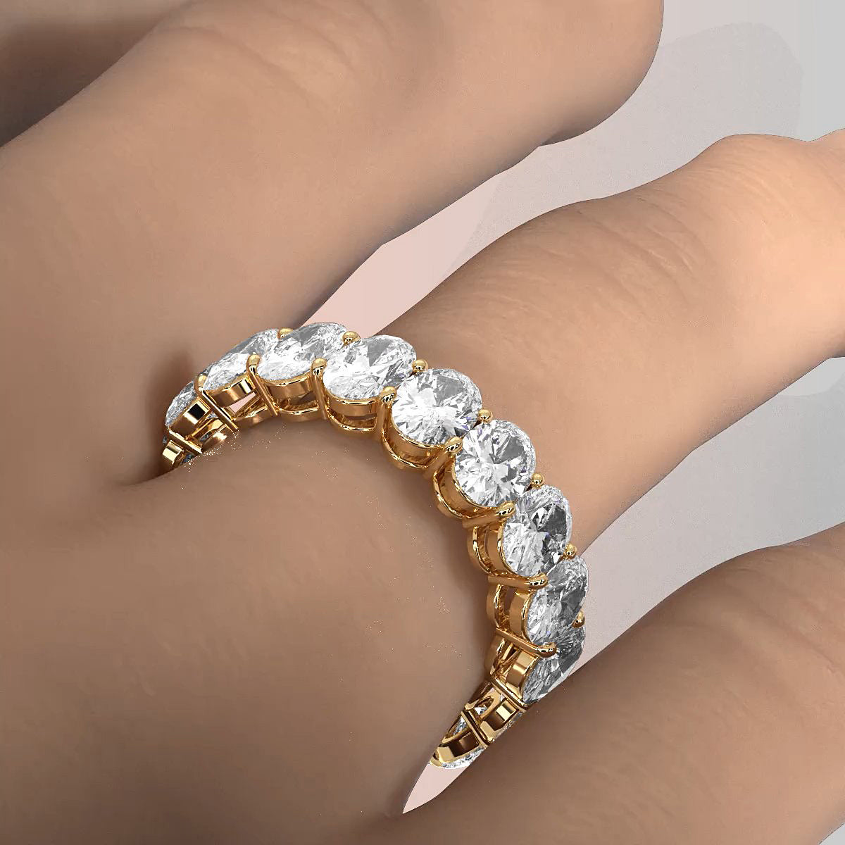 Women's Prong Set Oval Lab Diamond Eternity Wedding Band 5.5x3.9mm 5.45ctw.