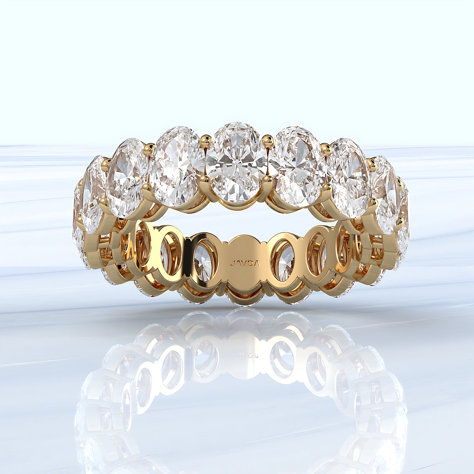 Women's Prong Set Oval Lab Diamond Eternity Wedding Band 5.5x3.9mm 5.45ctw.