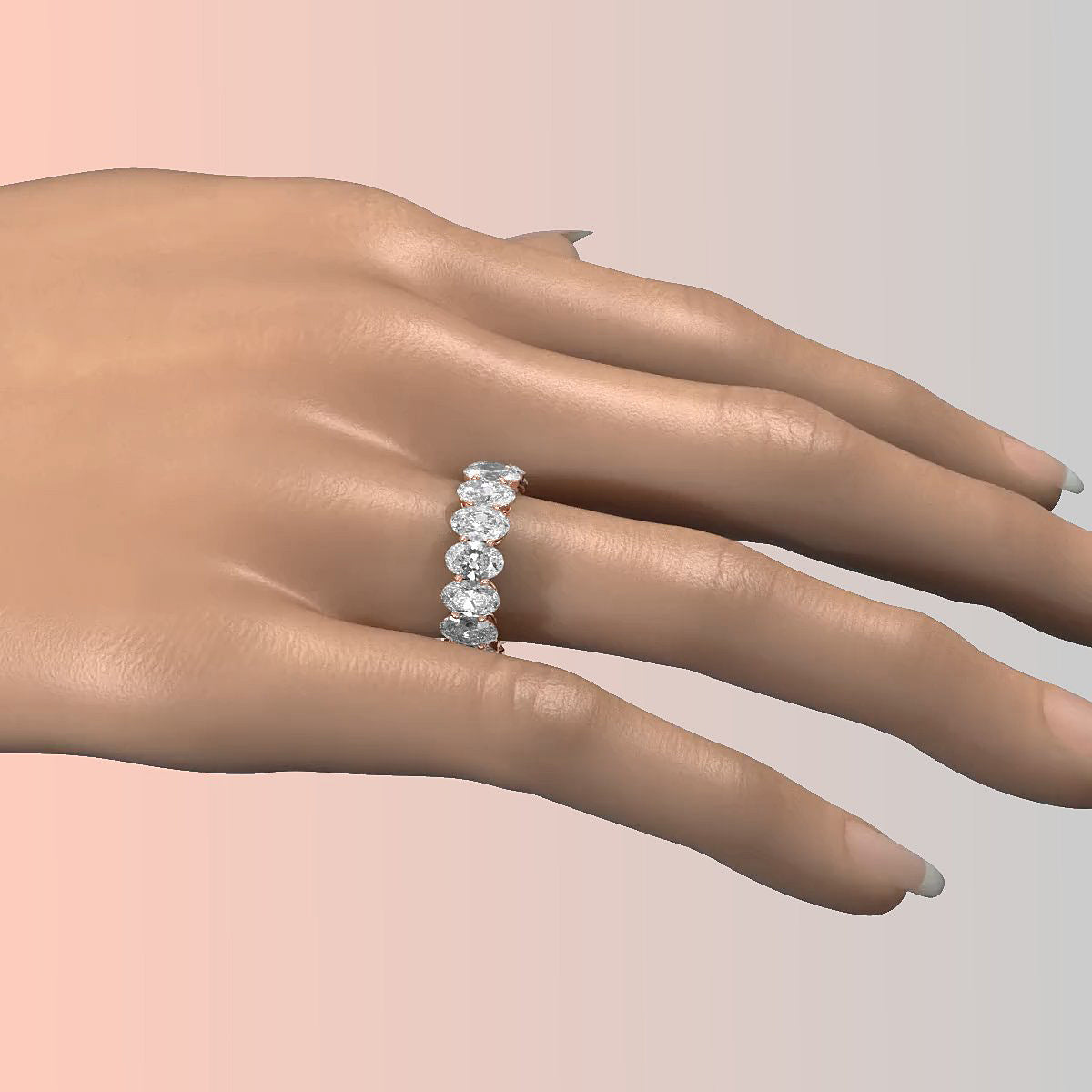 Oval Brilliant Lab Diamond Women's Eternity Ring 6.5 mm 7.7ctw.